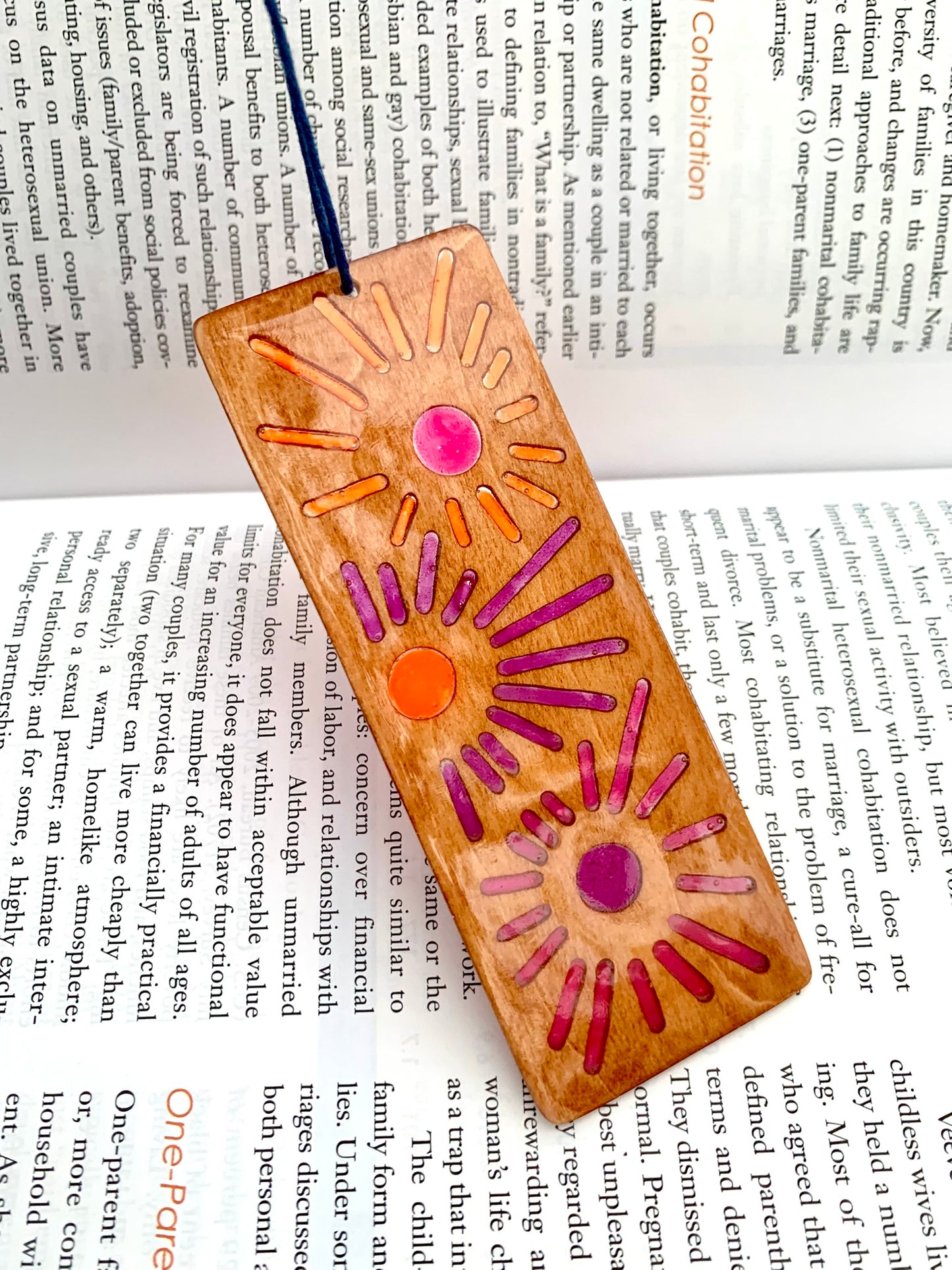 Sunburst Wood & Resin Bookmark - Festive Glow In The Dark