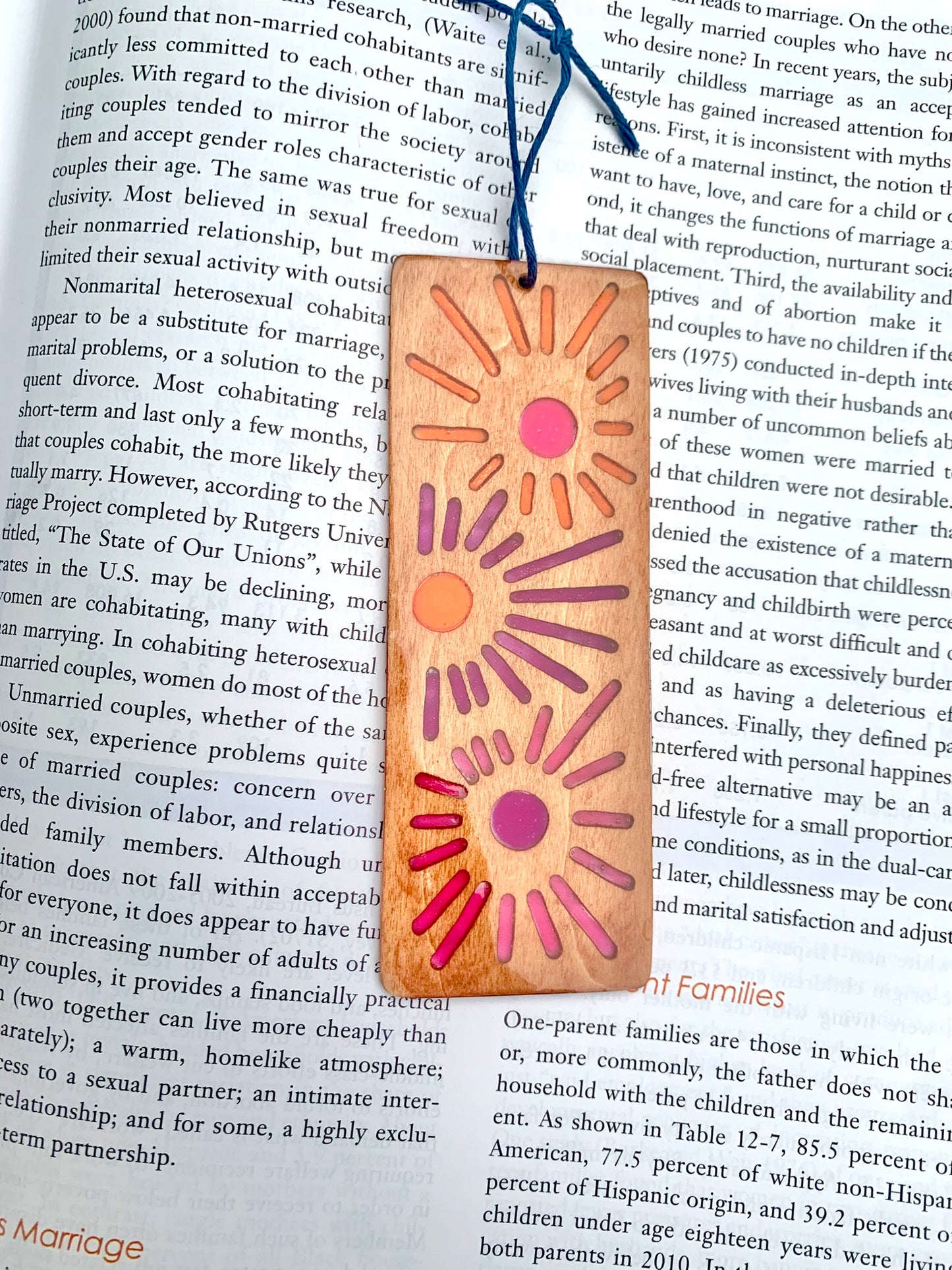 Sunburst Wood & Resin Bookmark - Festive Glow In The Dark