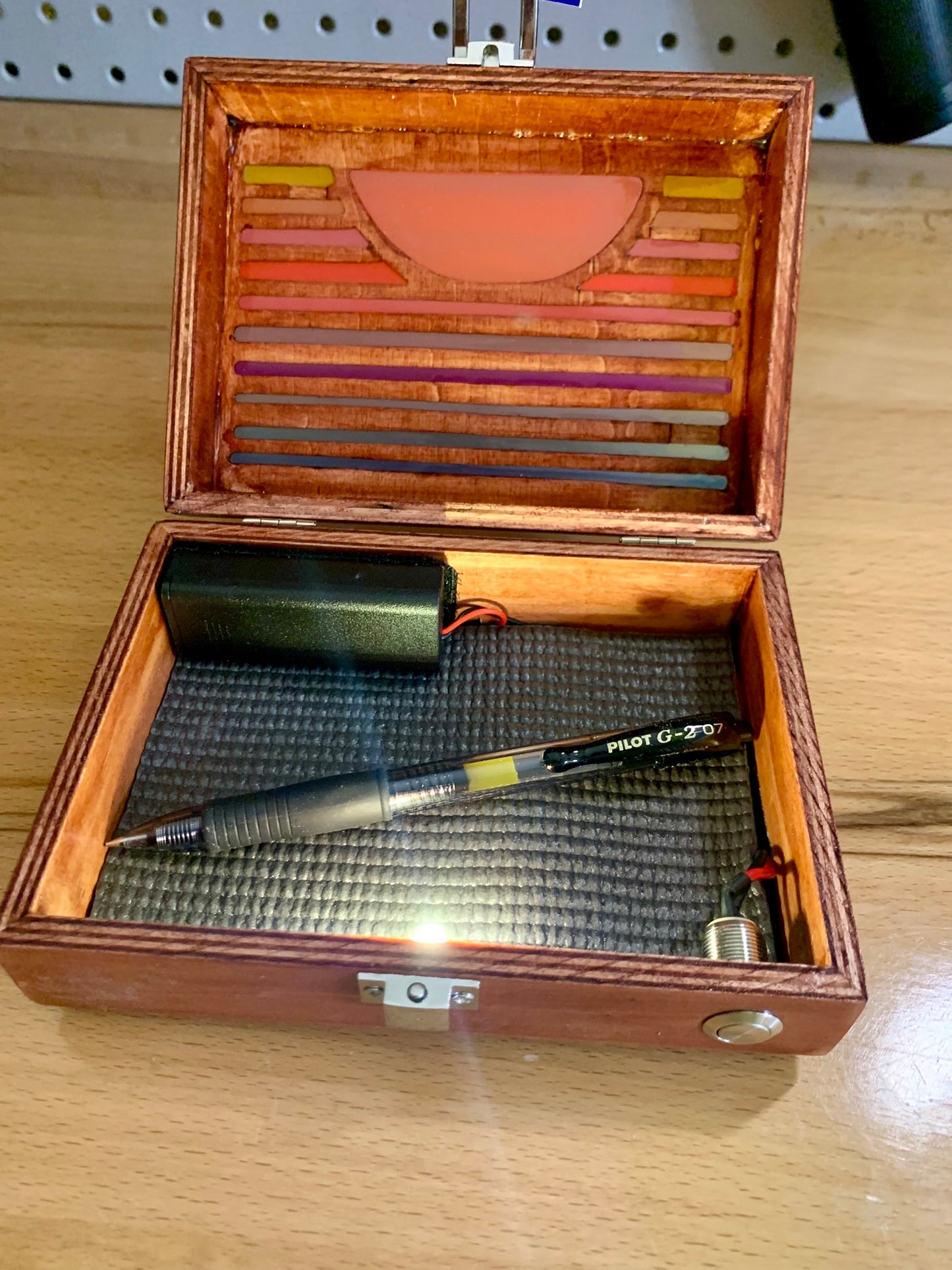 Sunset Wood & Resin Glow Light Box - Teak