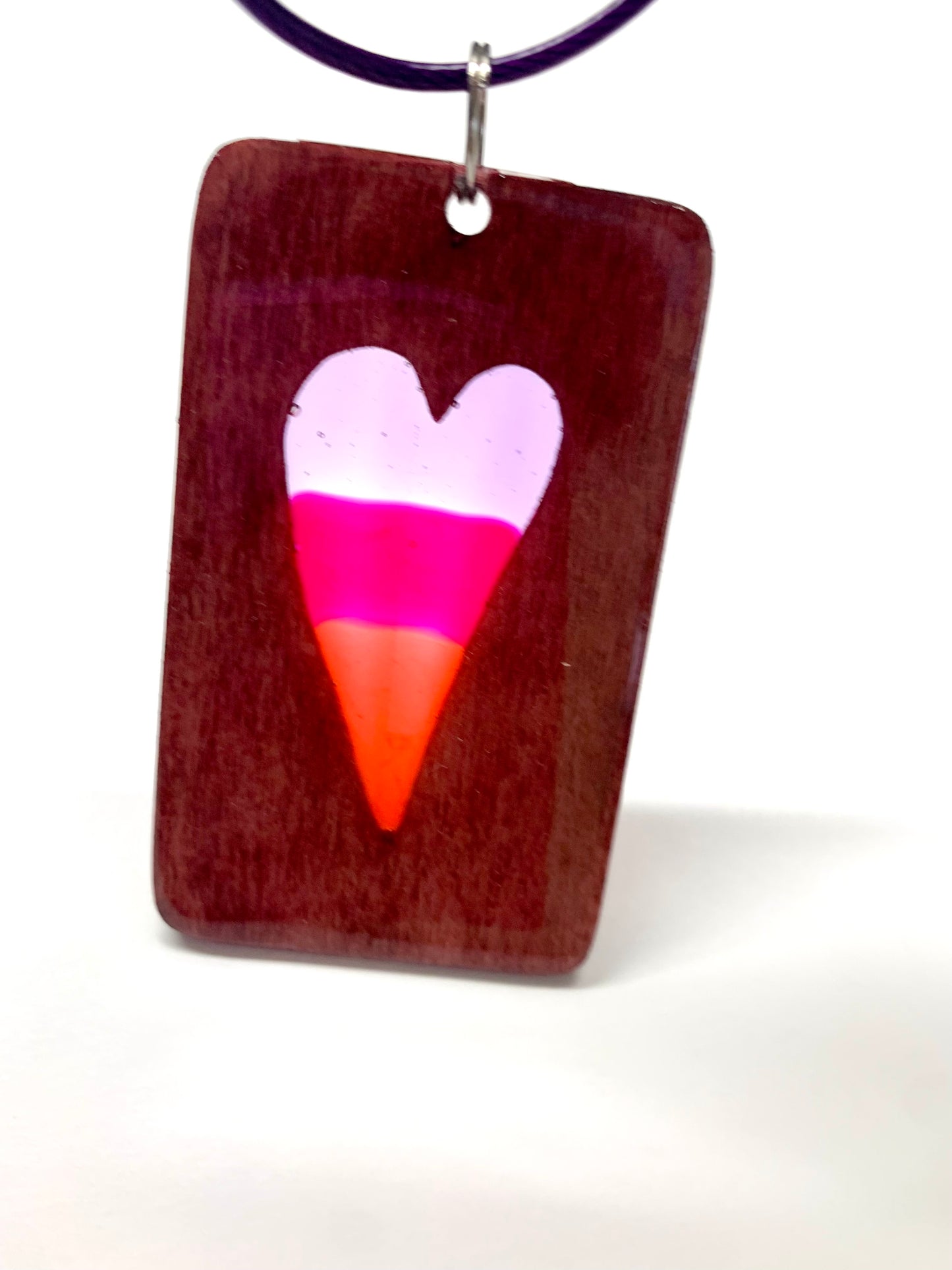 Heart Wood & Resin Keychain - Rosewood Sunset