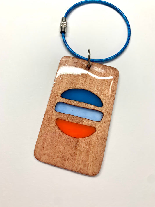 Sun Wood & Resin Keychain - Teak Sunrise
