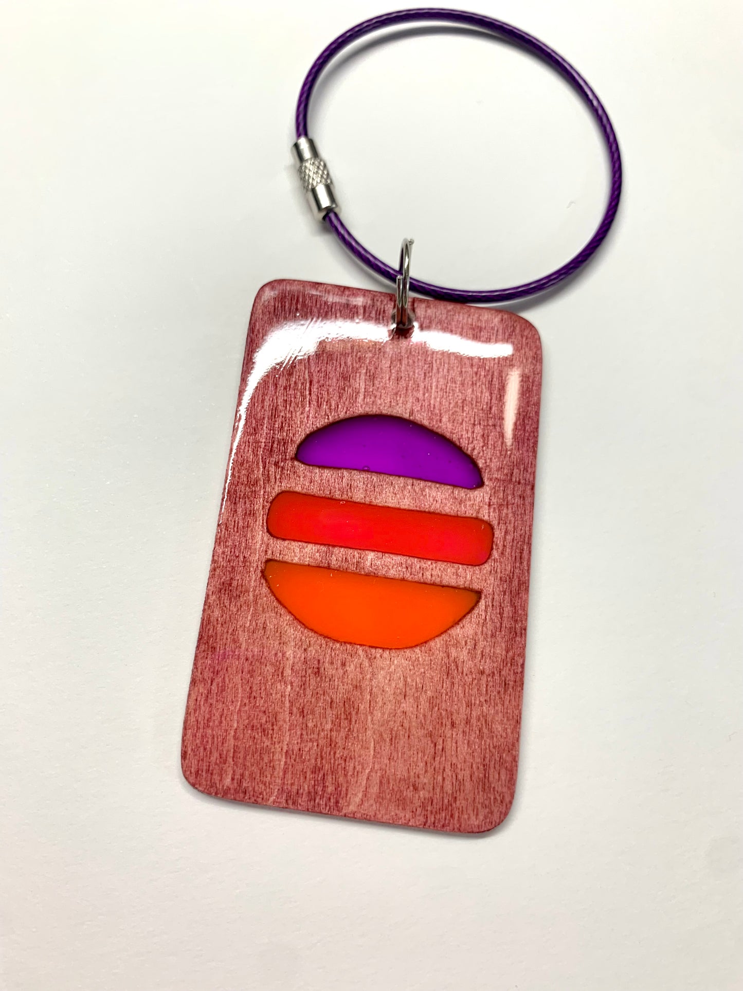 Sun Wood & Resin Keychain - Rosewood Sunset