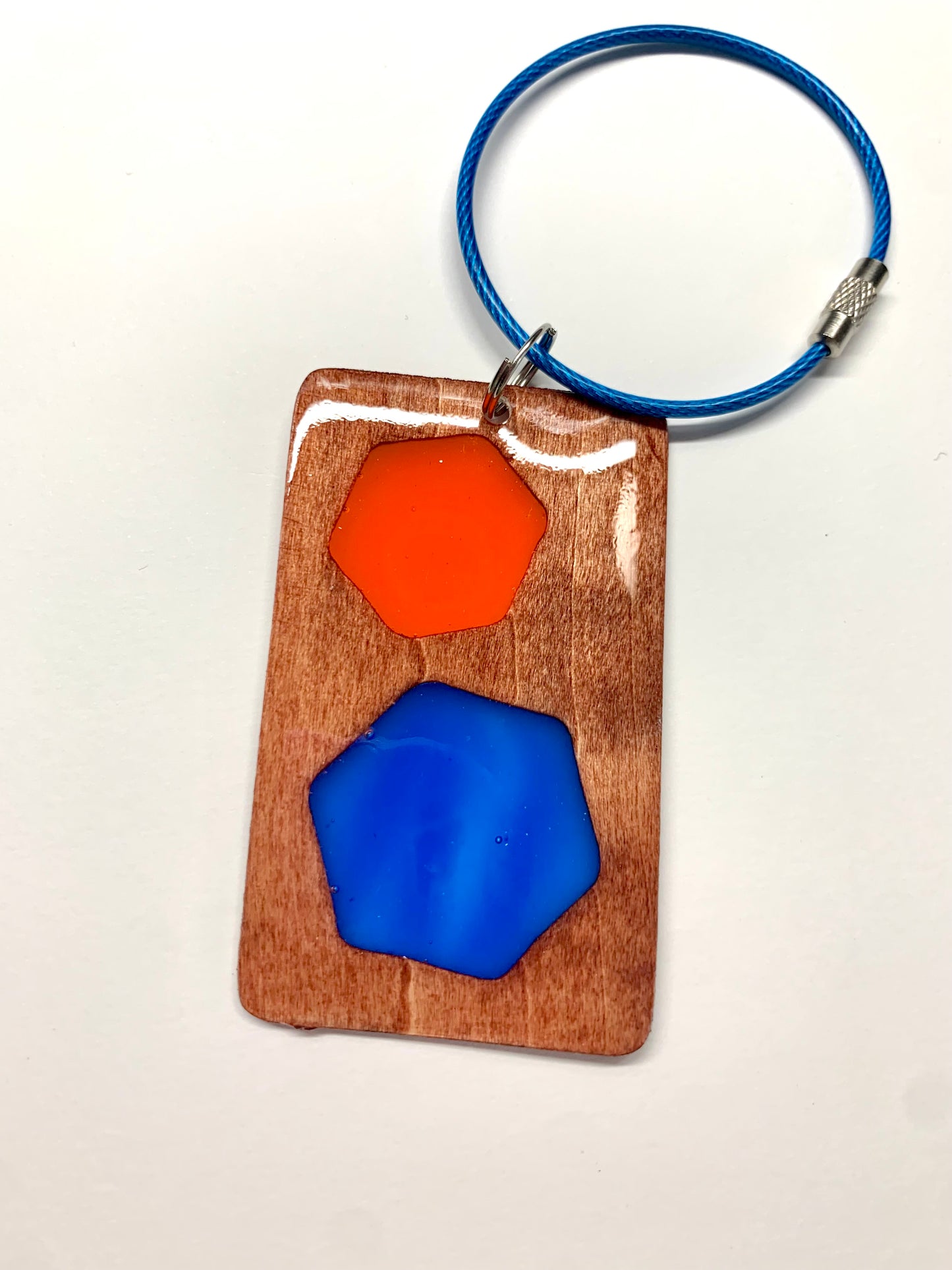 Hexagon Wood & Resin Keychain - Teak Beach Towel