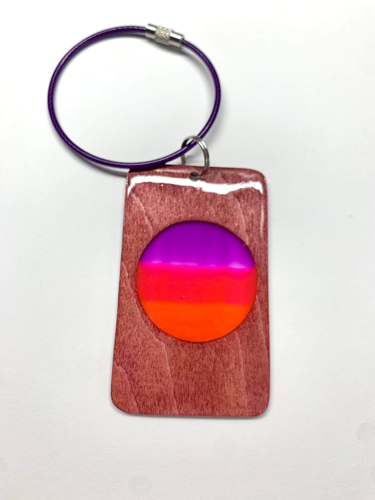 Circle Wood & Resin Keychain - Rosewood Sunset