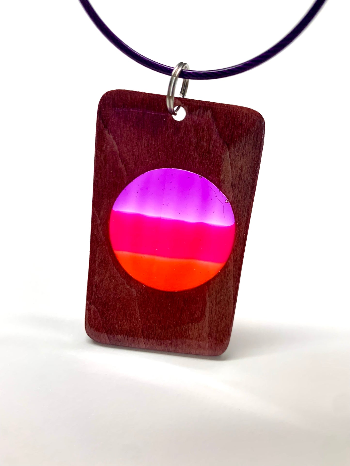 Circle Wood & Resin Keychain - Rosewood Sunset