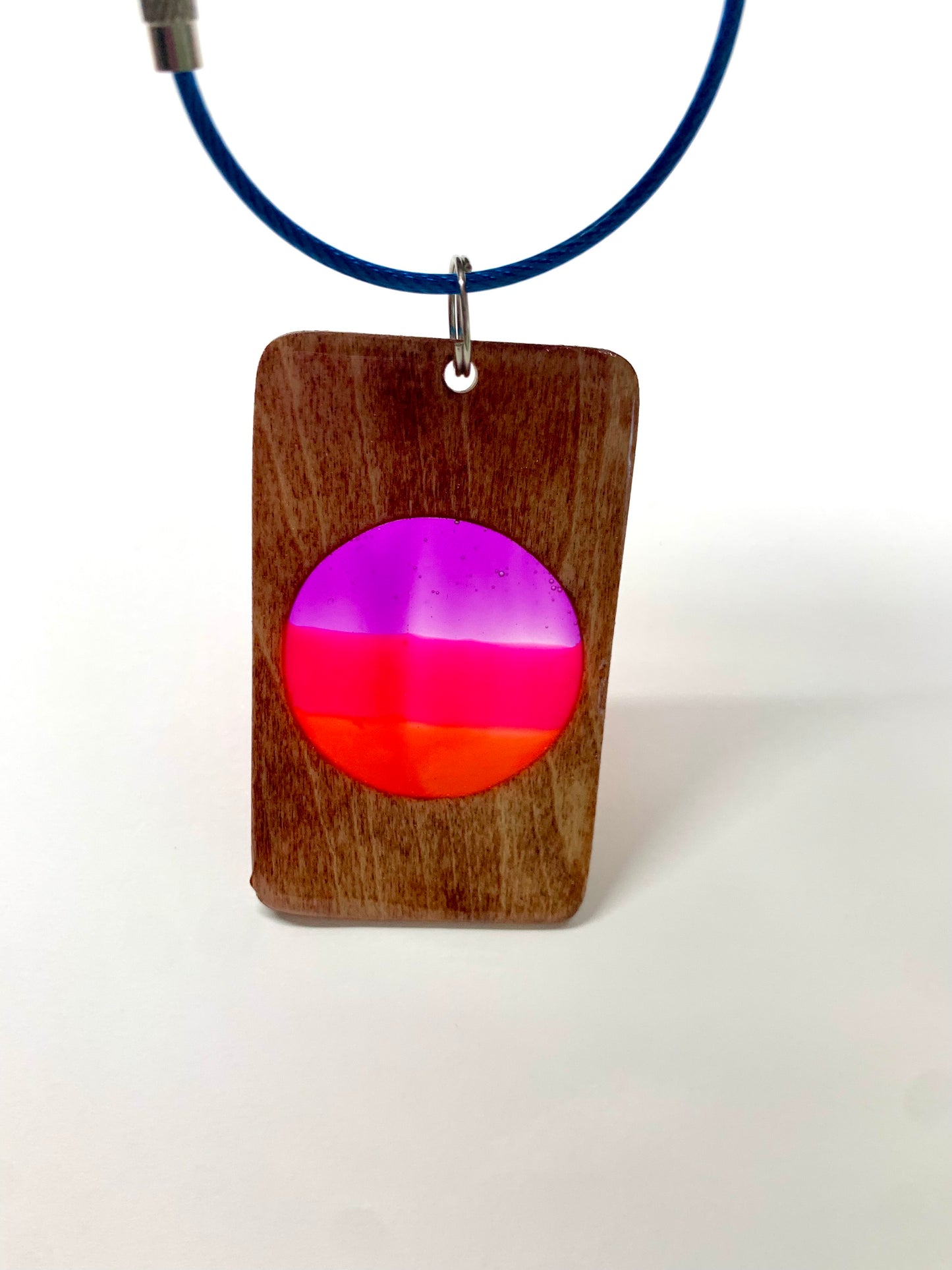 Circle Wood & Resin Keychain - Teak Sunset