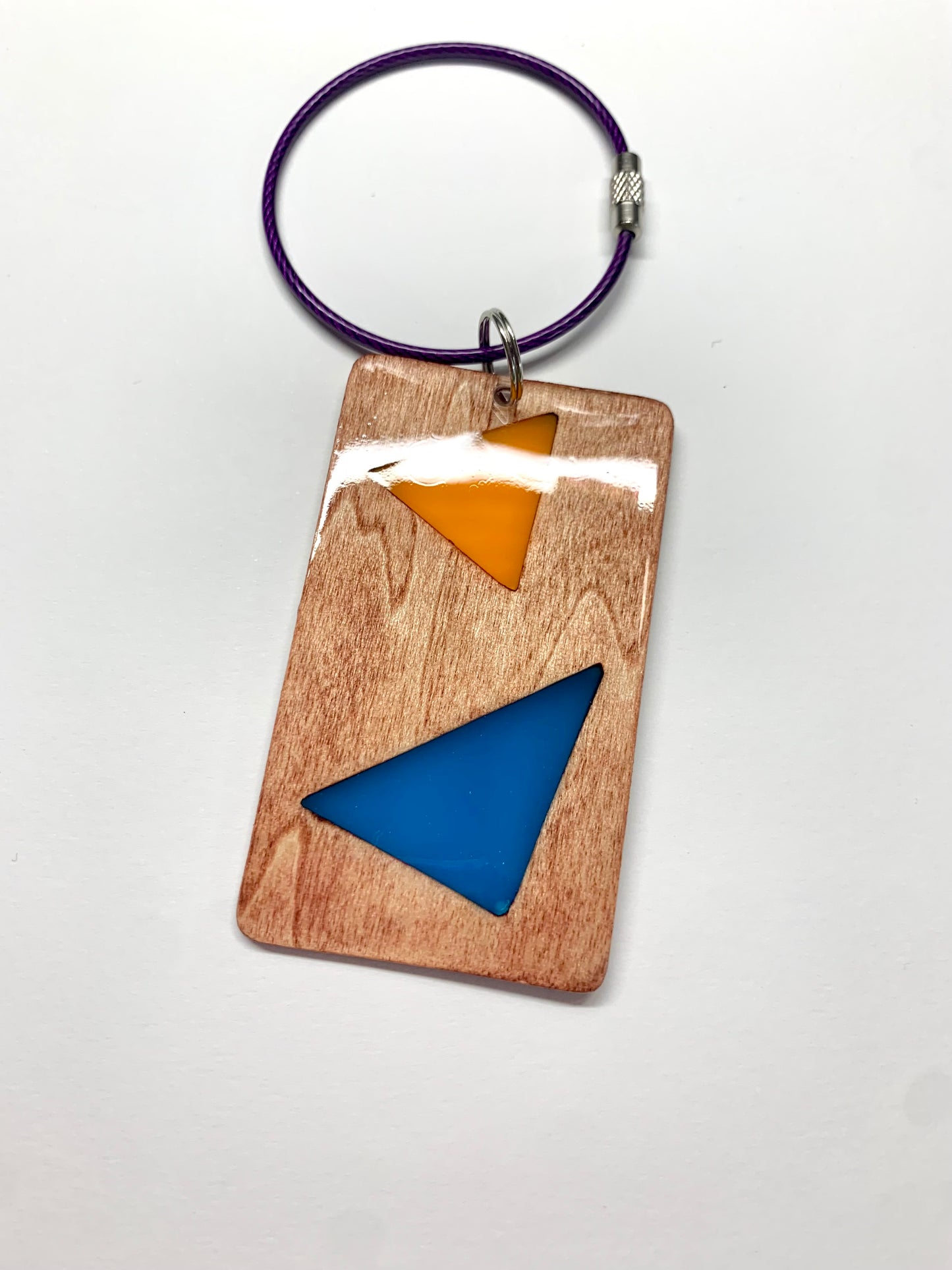 Triangle Wood & Resin Keychain - Teak Beach Towel