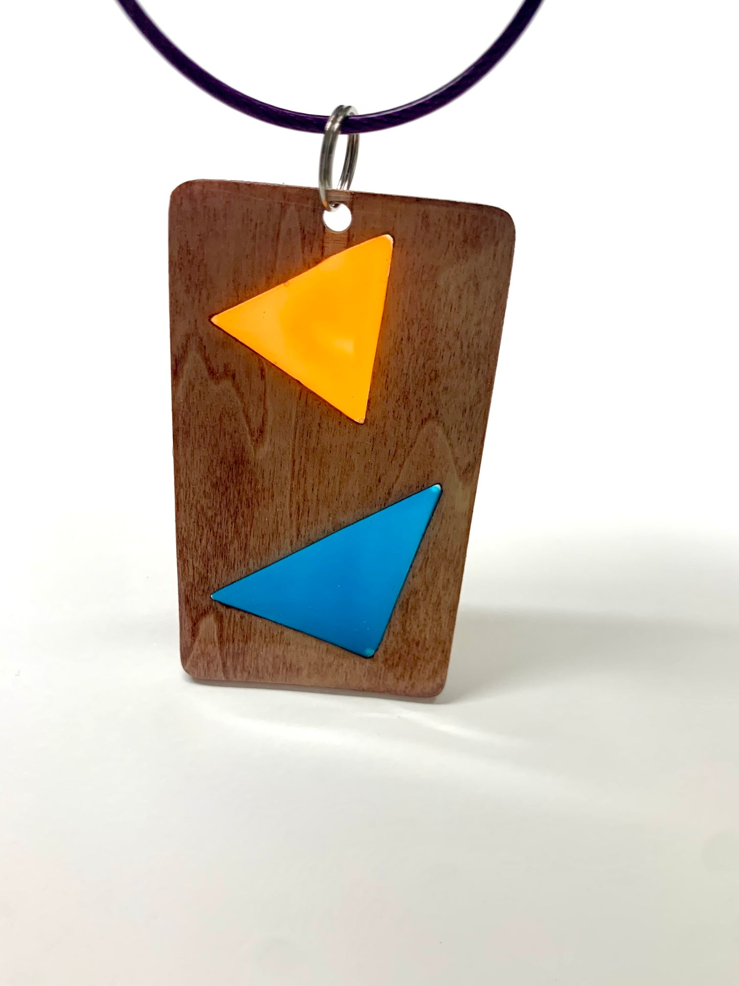 Triangle Wood & Resin Keychain - Teak Beach Towel