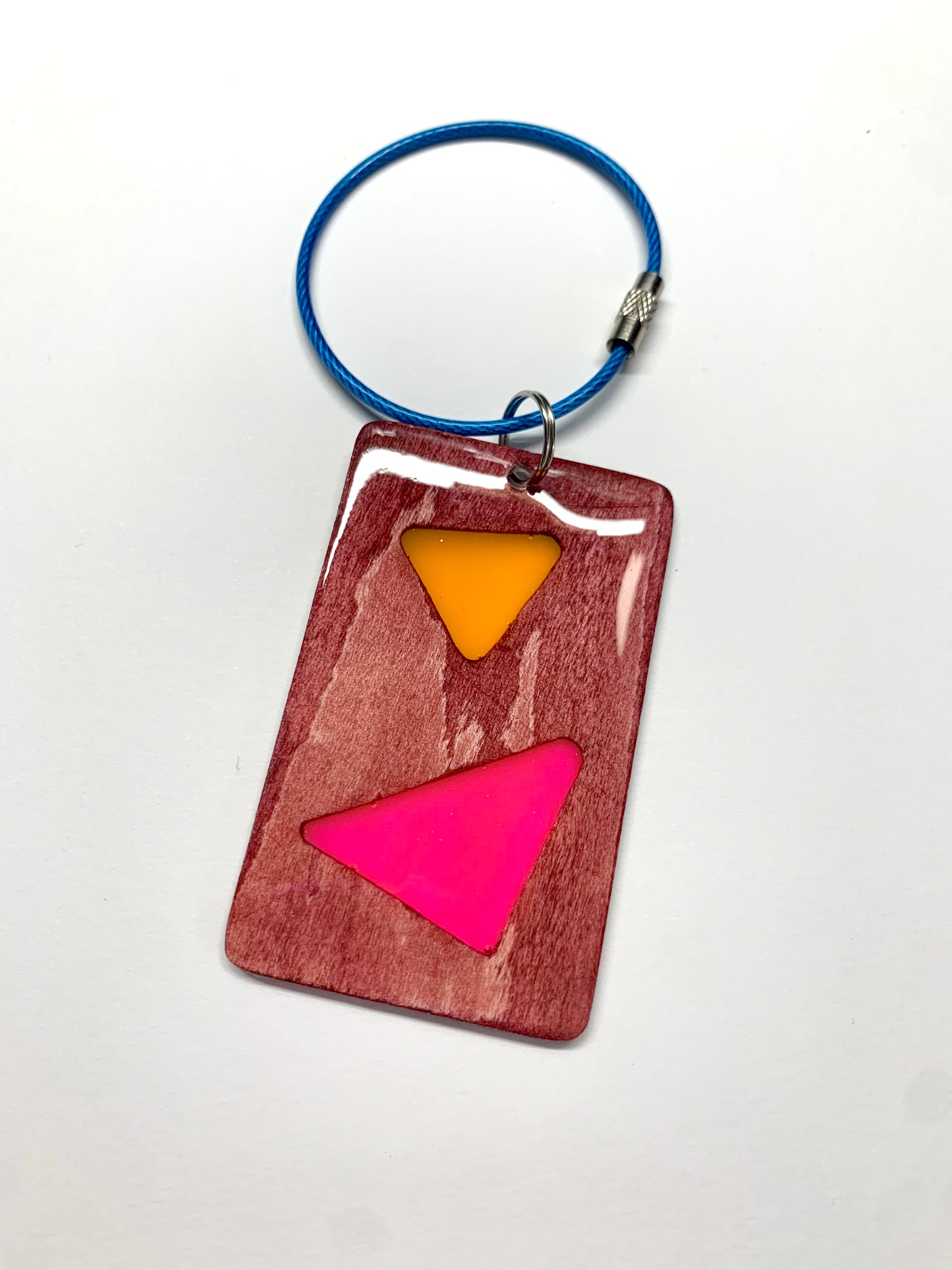 Triangle Wood & Resin Keychain - Rosewood Sunset