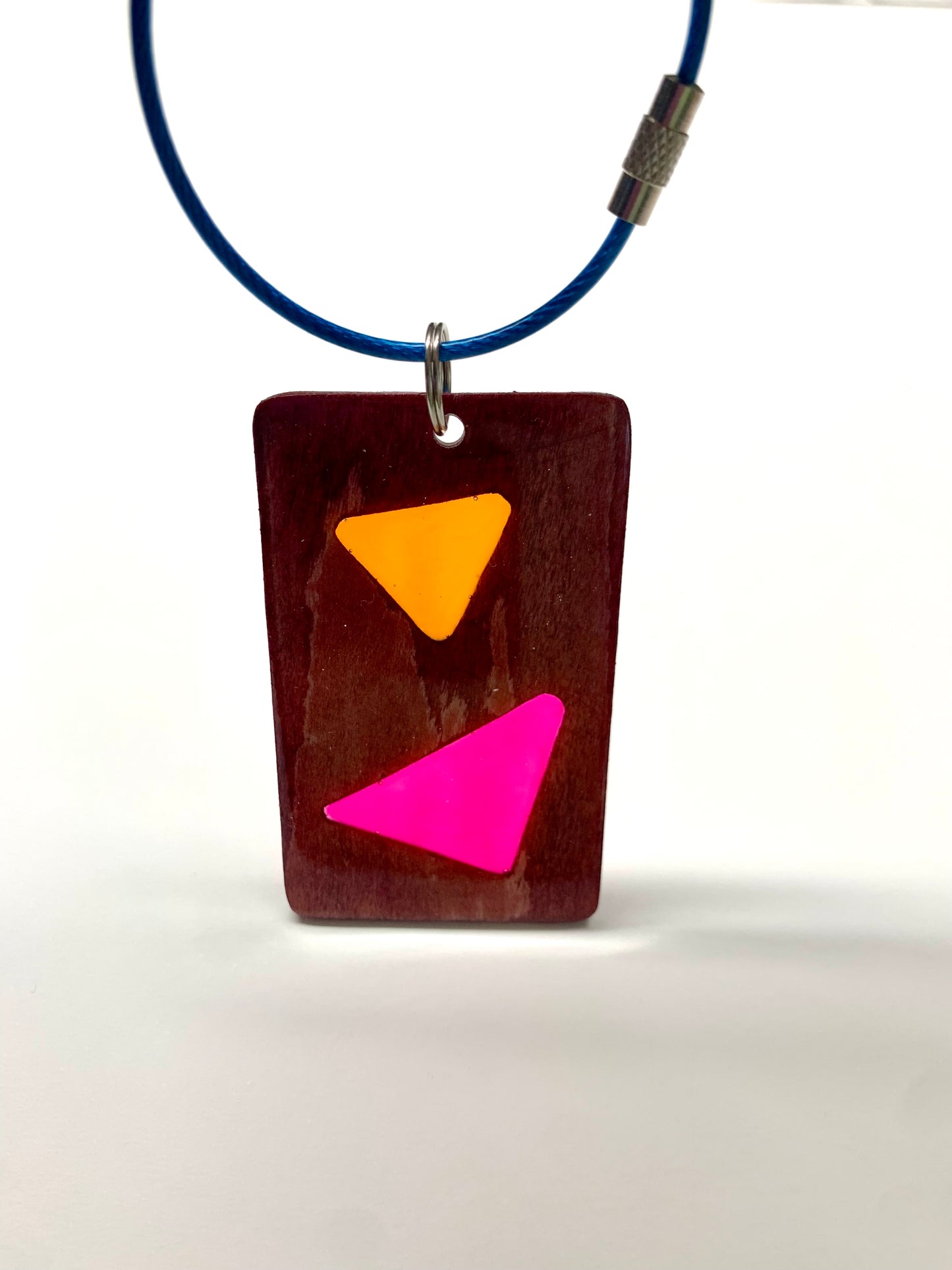 Triangle Wood & Resin Keychain - Rosewood Sunset