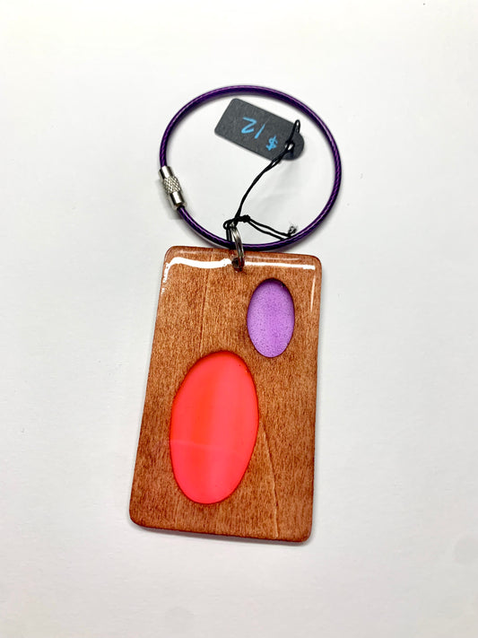 Ovals Wood & Resin Keychain - Rosewood Sunset