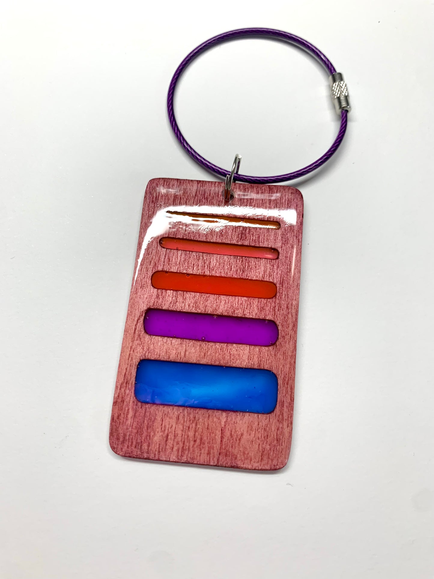 Gradient Wood & Resin Keychain - Rosewood Sunset