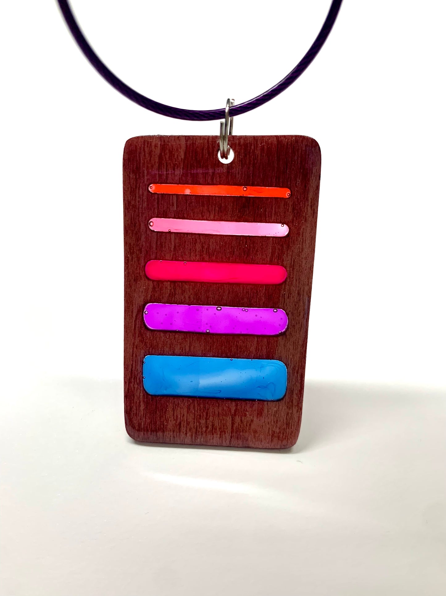 Gradient Wood & Resin Keychain - Rosewood Sunset
