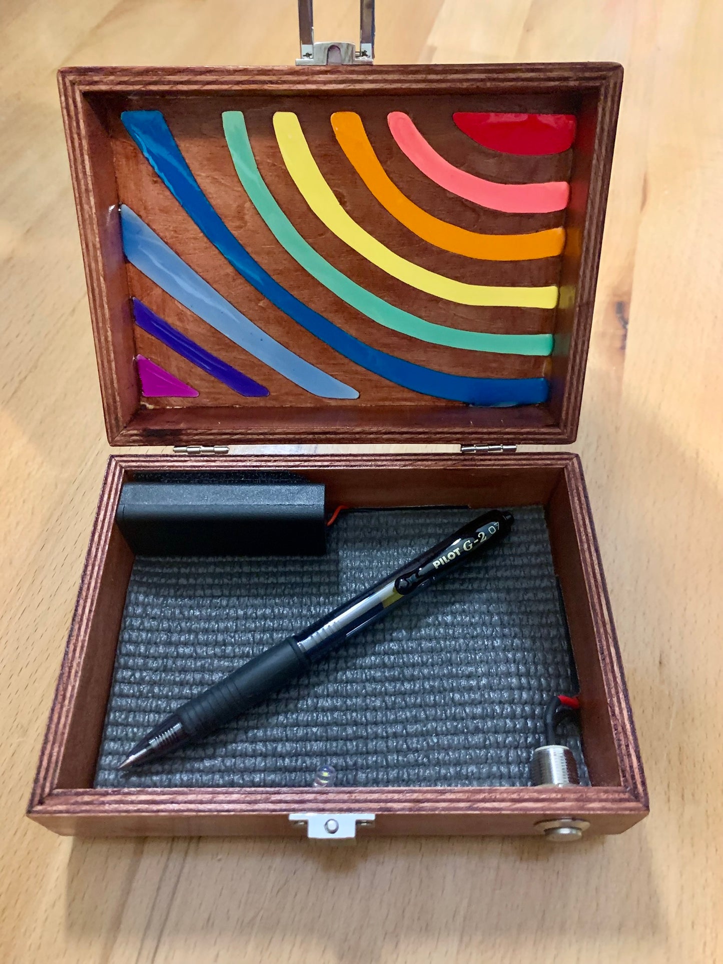 Sunset Vibe Wood & Resin Glow Light Box - Teak Rainbow