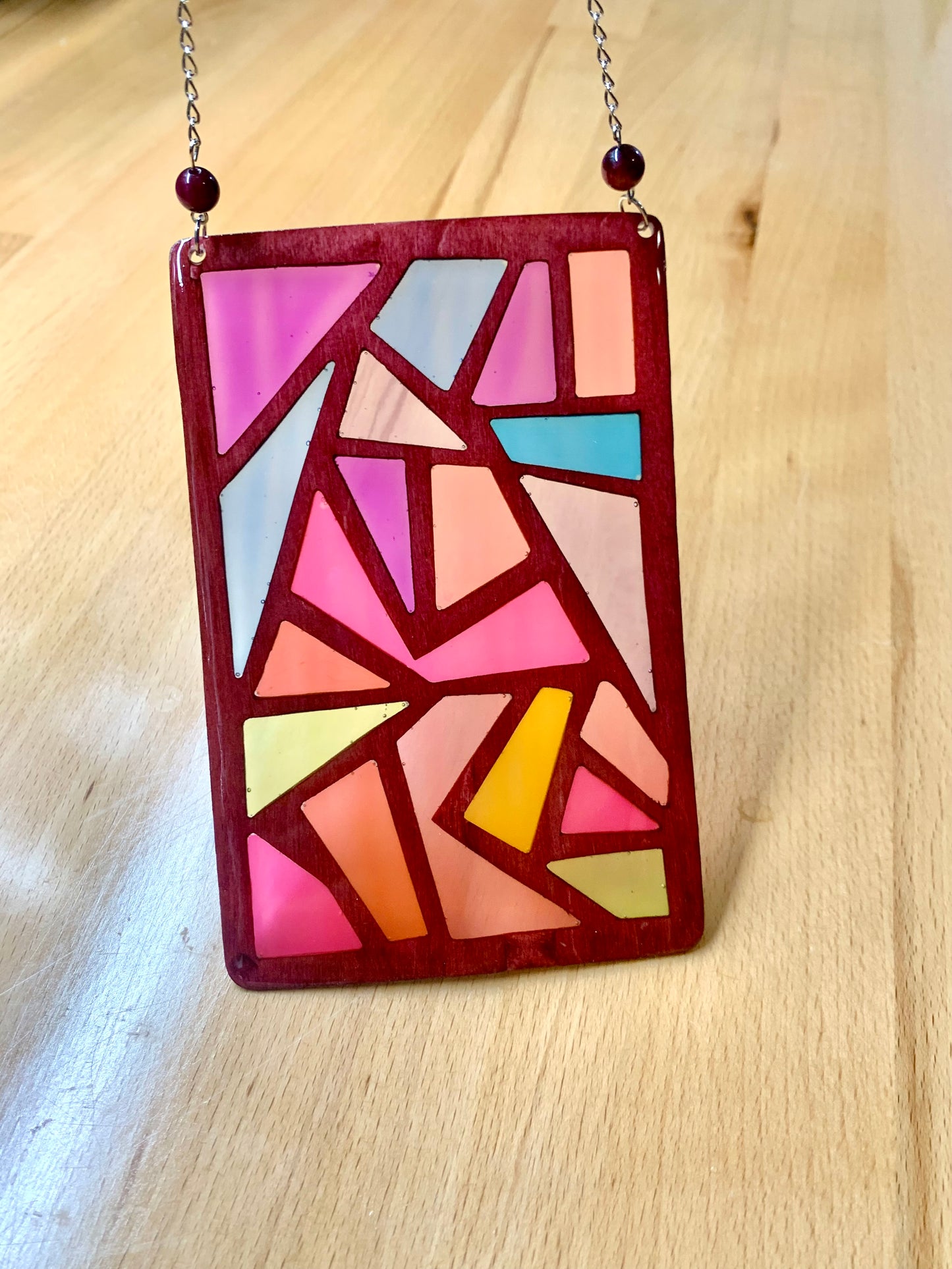 Zigzag Wood & Resin Sun Catcher - Rosewood Sunset