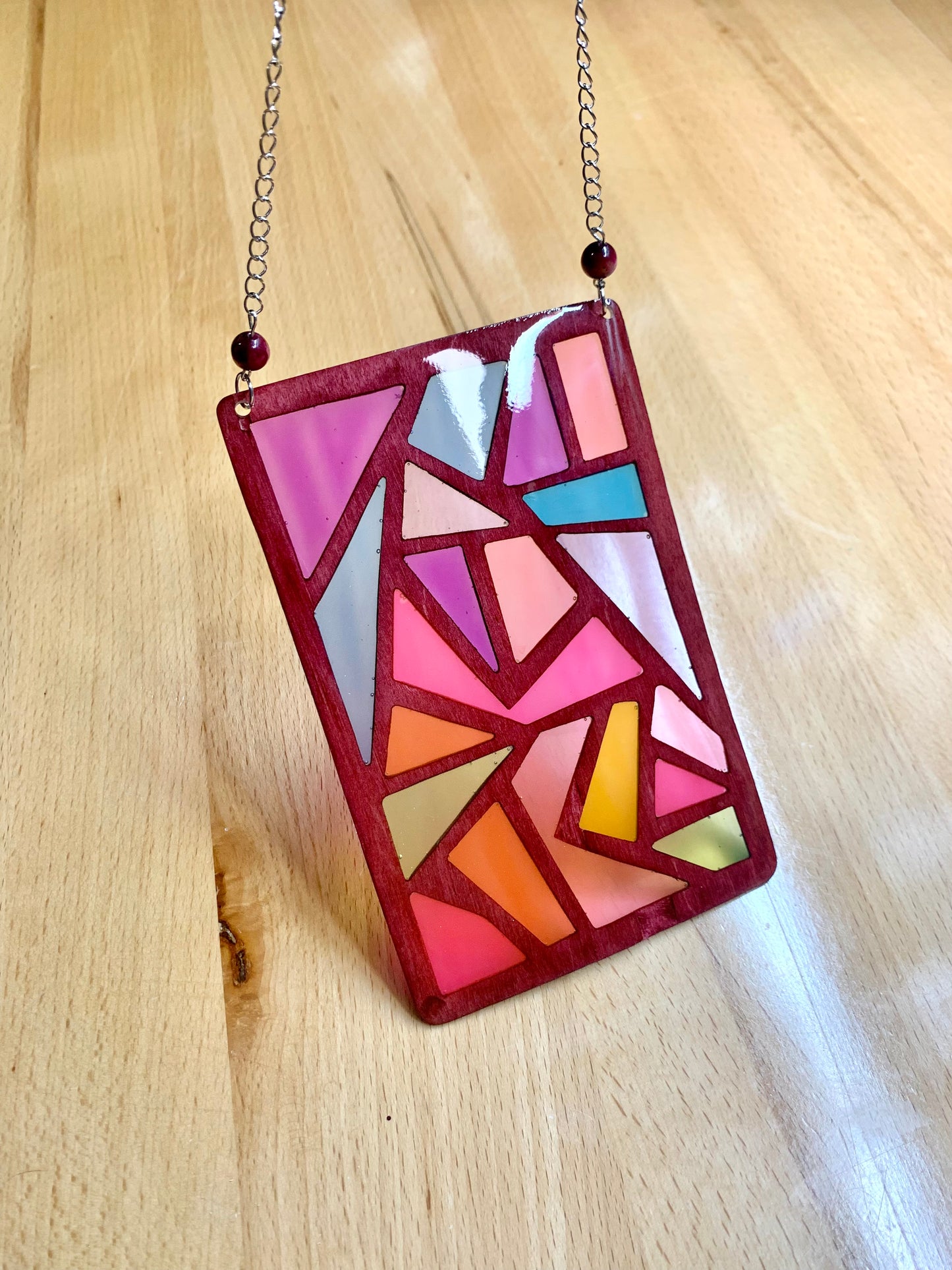 Zigzag Wood & Resin Sun Catcher - Rosewood Sunset