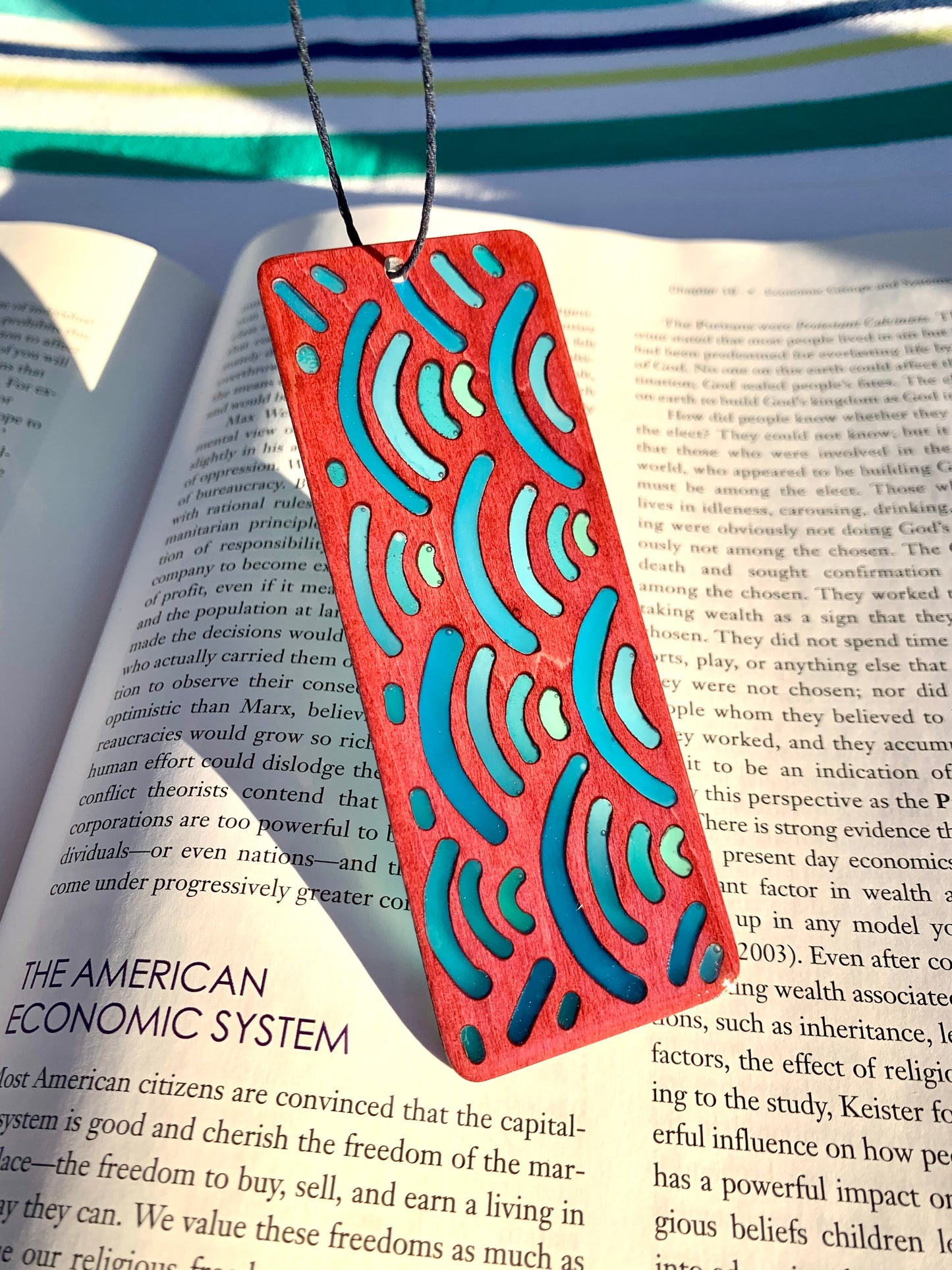Blue Wave Wood & Resin Bookmark - Rosewood