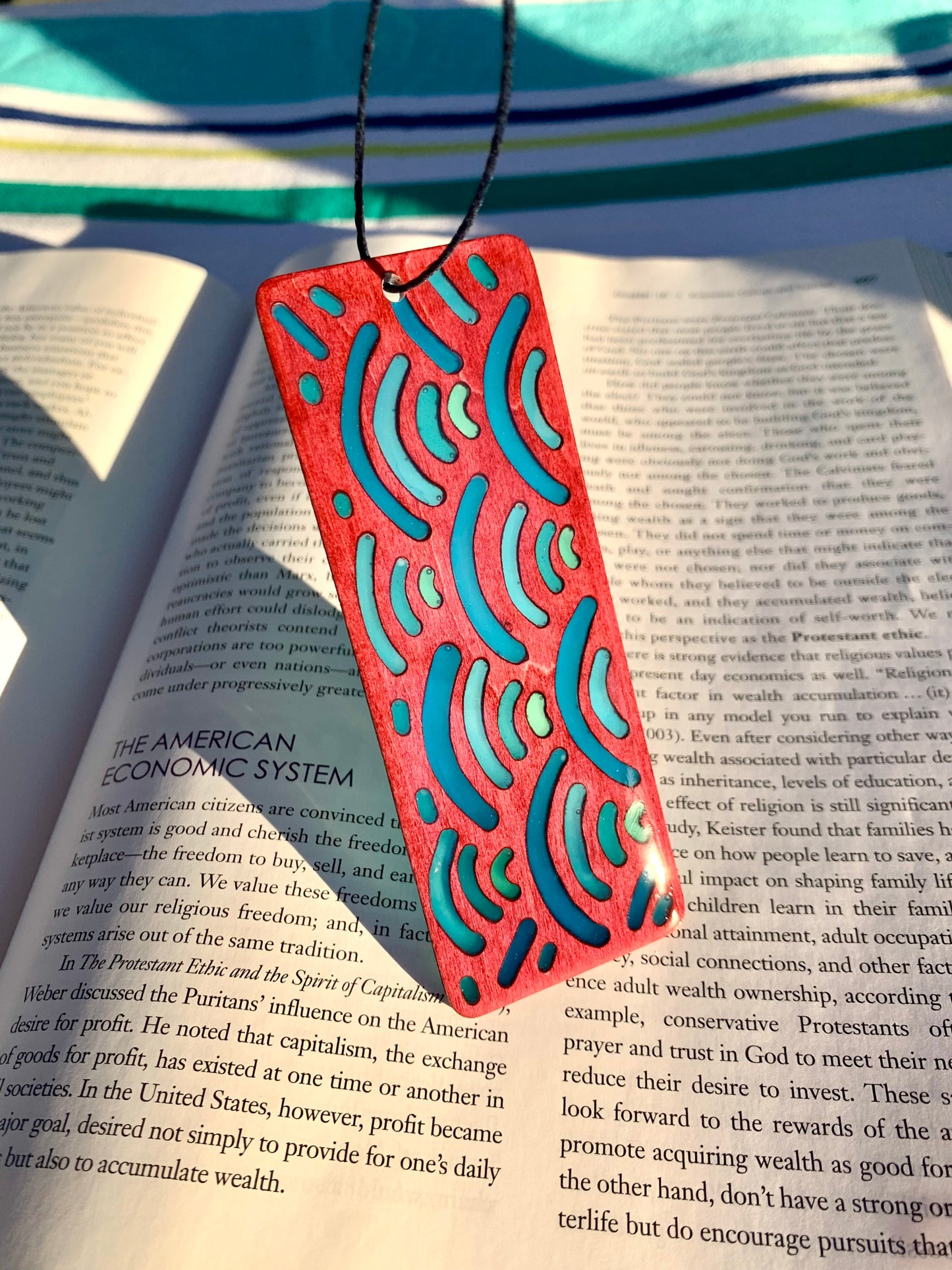 Blue Wave Wood & Resin Bookmark - Rosewood