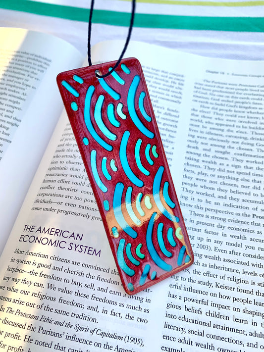 Blue Wave Wood & Resin Bookmark - Rosewood