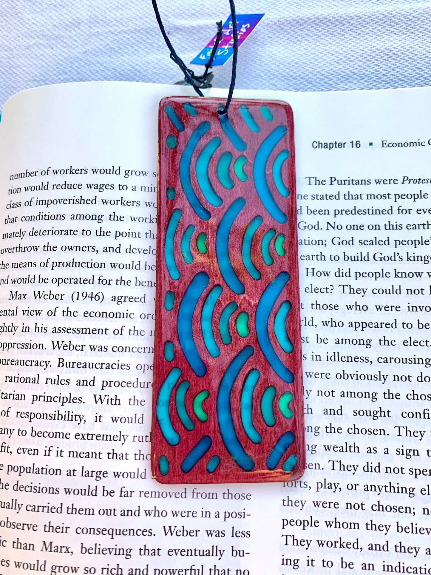 Blue Wave Wood & Resin Bookmark - Rosewood