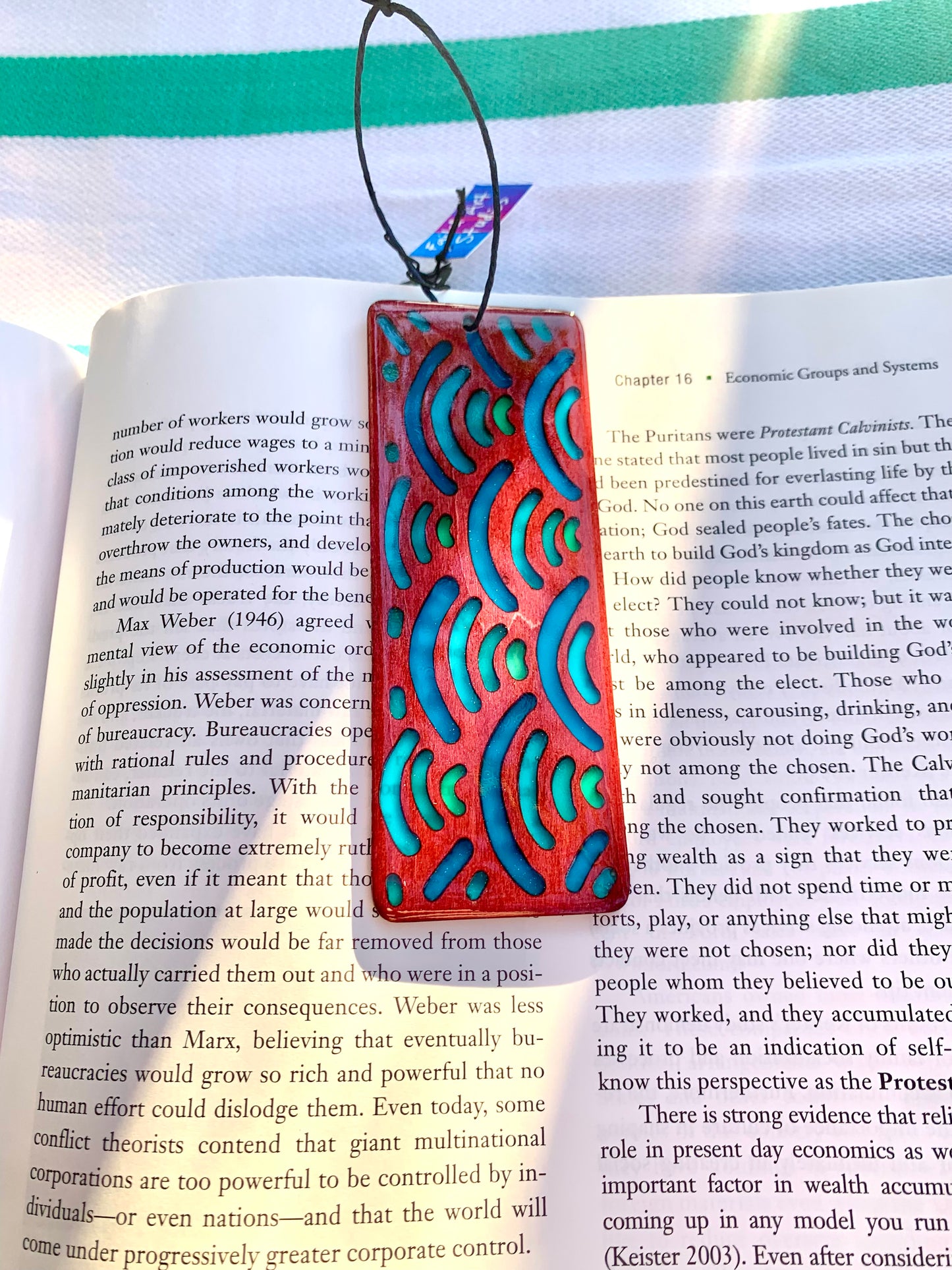 Blue Wave Wood & Resin Bookmark - Rosewood