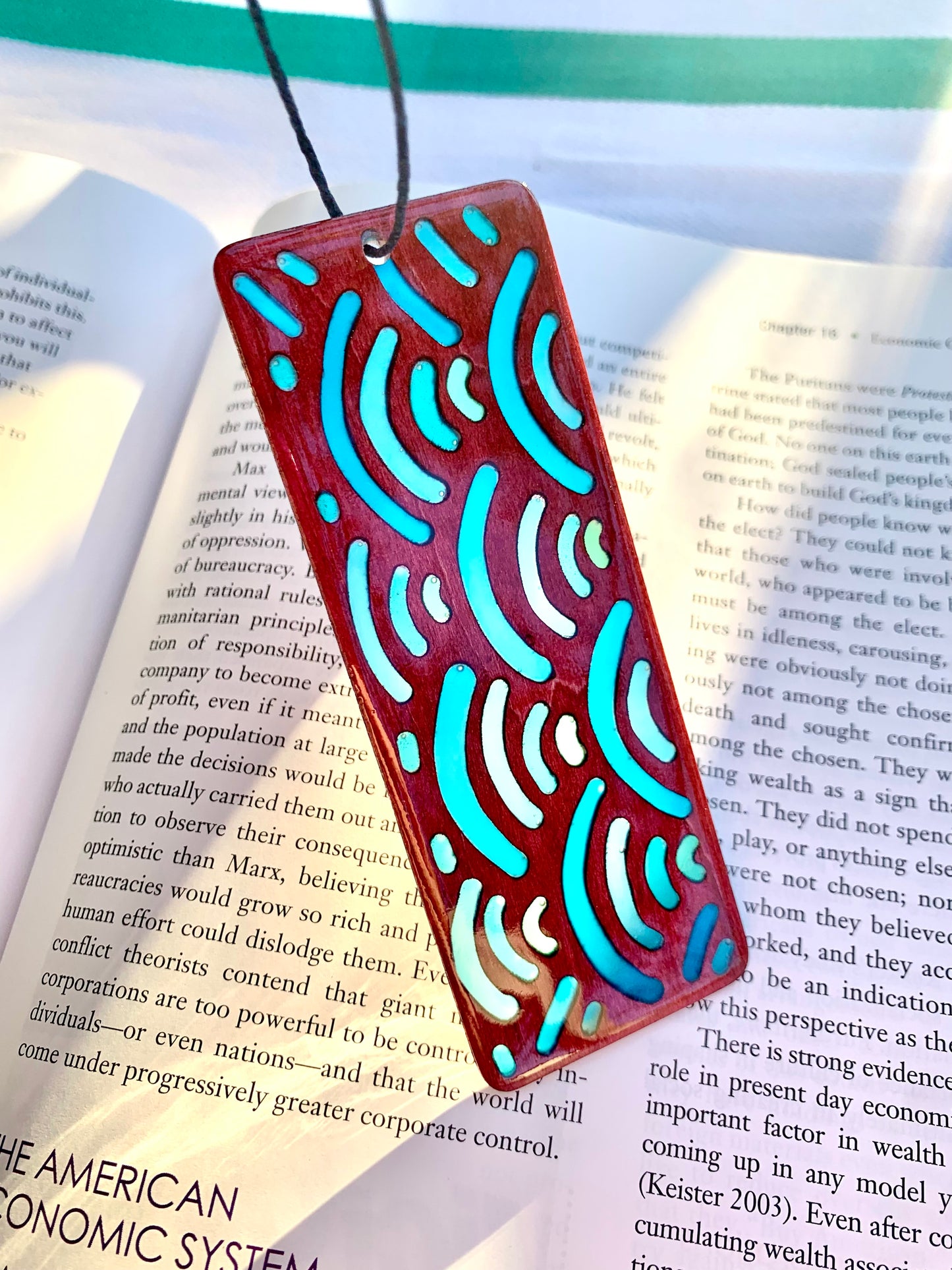 Blue Wave Wood & Resin Bookmark - Rosewood