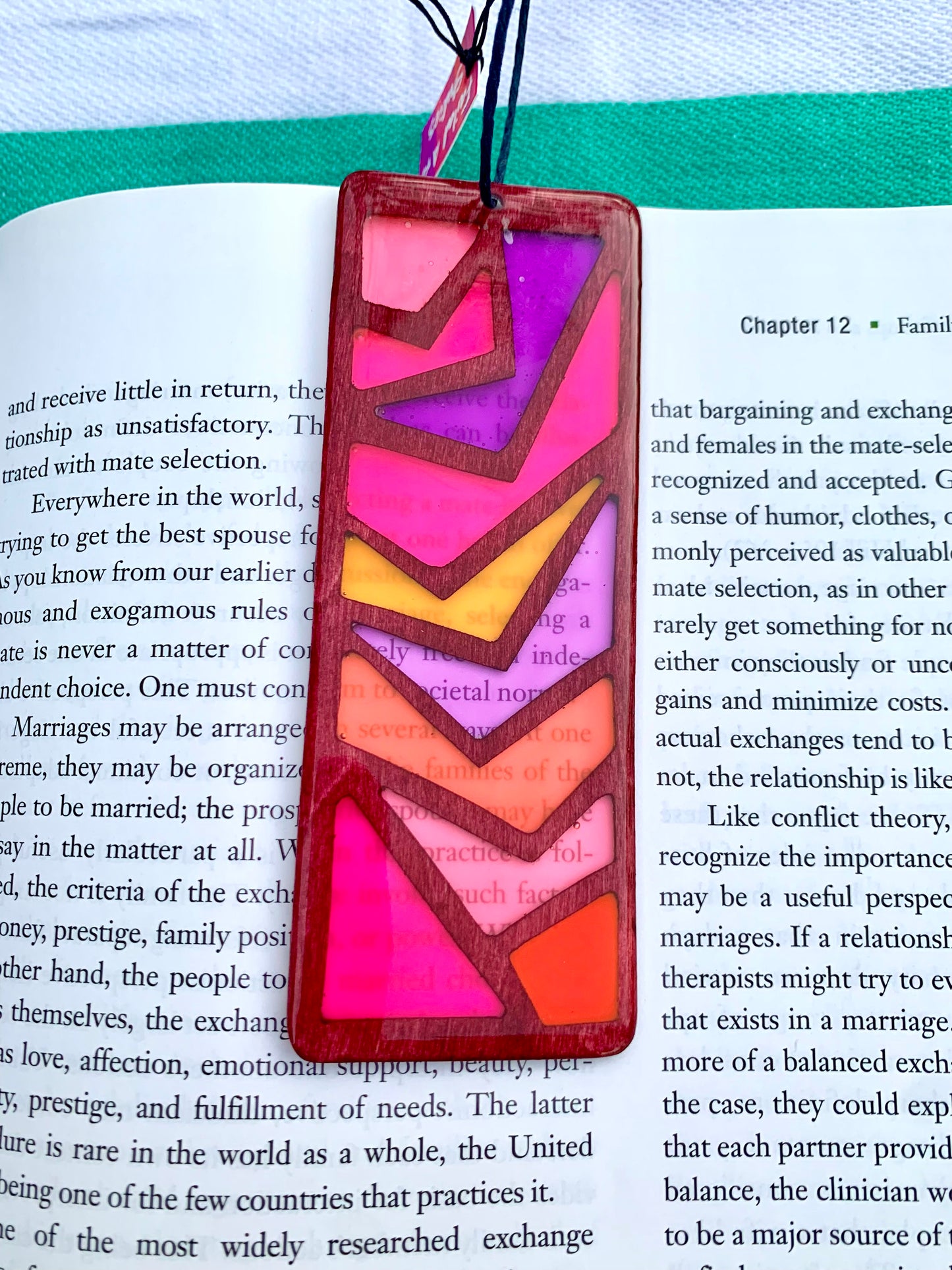 Zigzag Wood & Resin Bookmark - Rosewood Sunset
