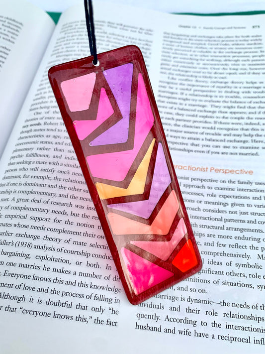 Zigzag Wood & Resin Bookmark - Rosewood Sunset