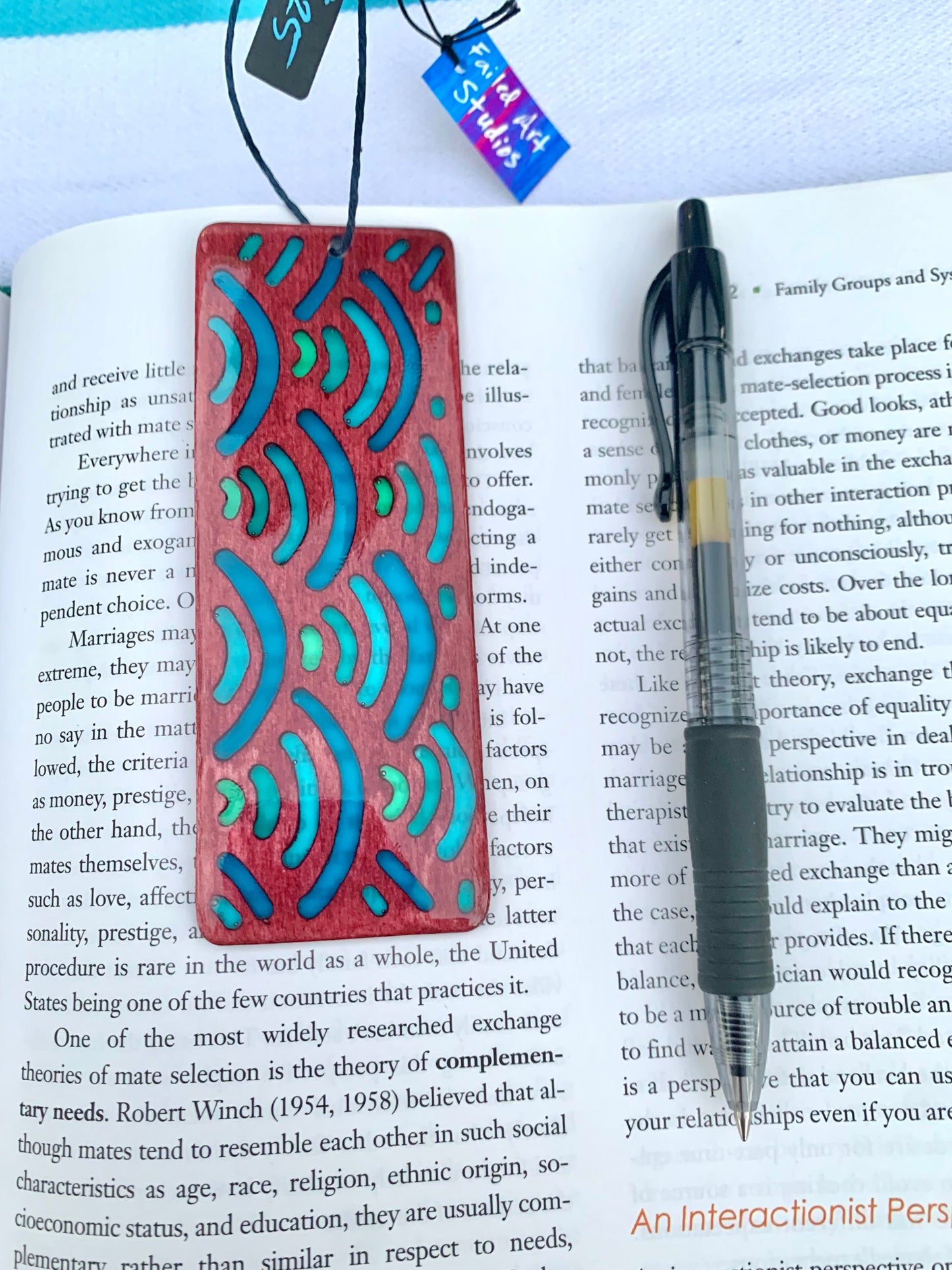 Blue Wave Wood & Resin Bookmark - Rosewood