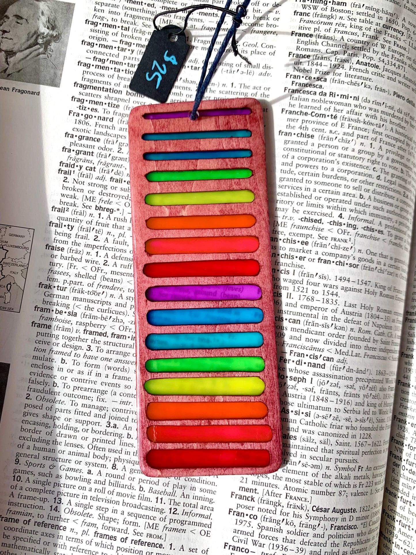 Gradient Lines Wood & Resin Bookmark - Rosewood Rainbow