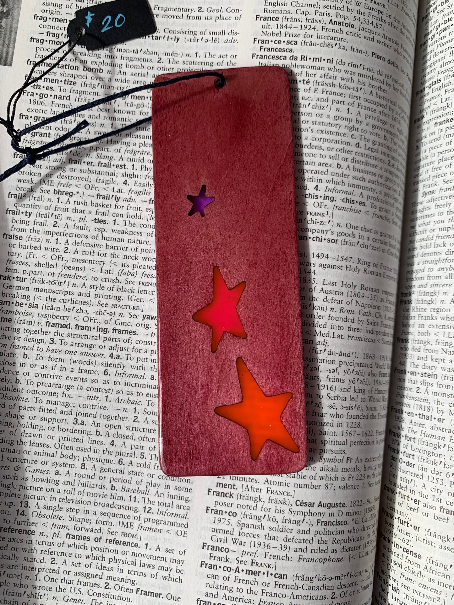 Stars Wood & Resin Bookmark - Rosewood Sunset