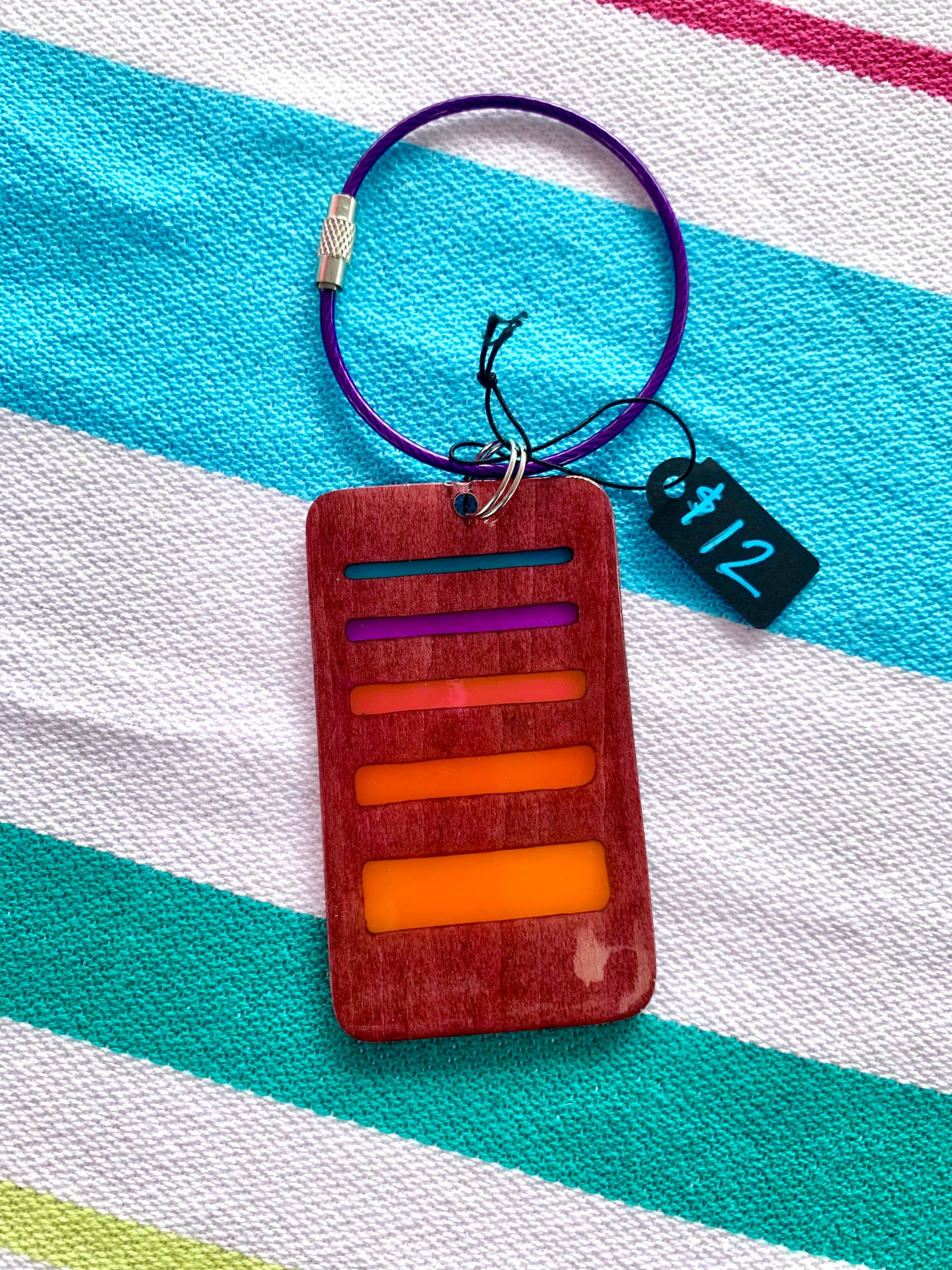 Gradient Wood & Resin Keychain - Rosewood Sunset