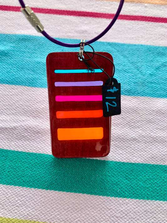 Gradient Wood & Resin Keychain - Rosewood Sunset