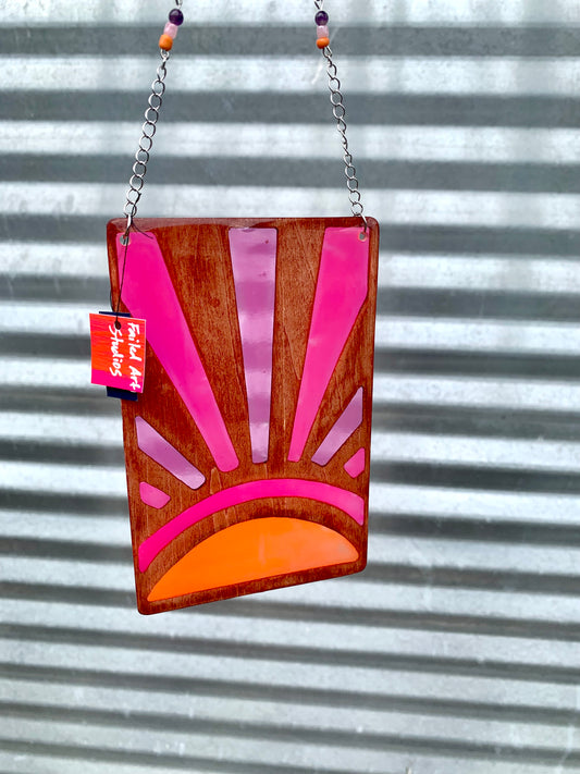 Sunrise Wood & Resin Sun Catcher - Teak Sunset