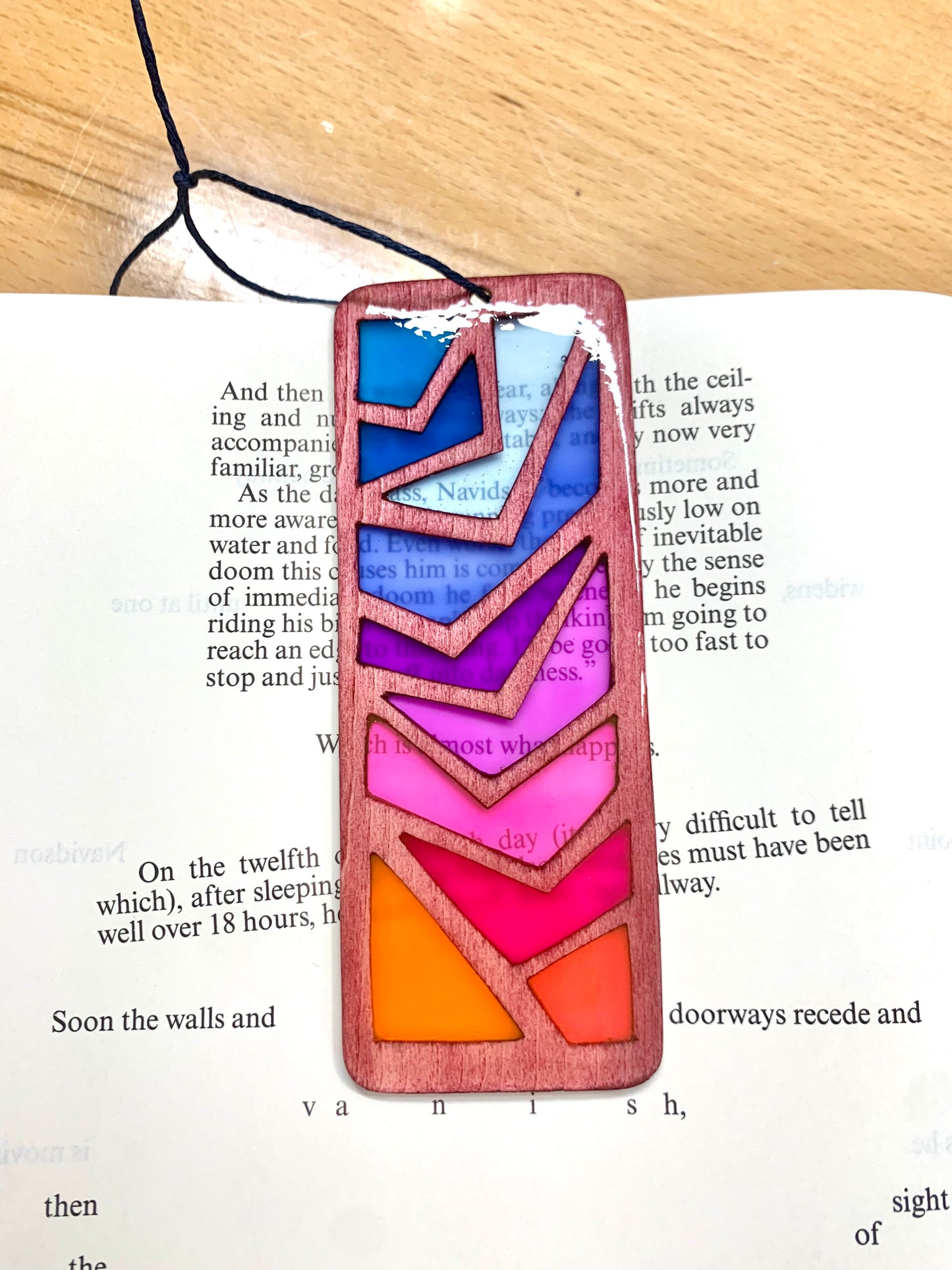 Zigzag Wood & Resin Bookmark - Rosewood Sunset
