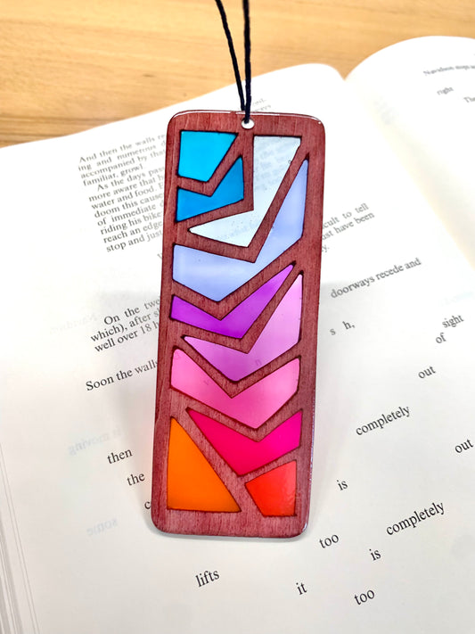 Zigzag Wood & Resin Bookmark - Rosewood Sunset