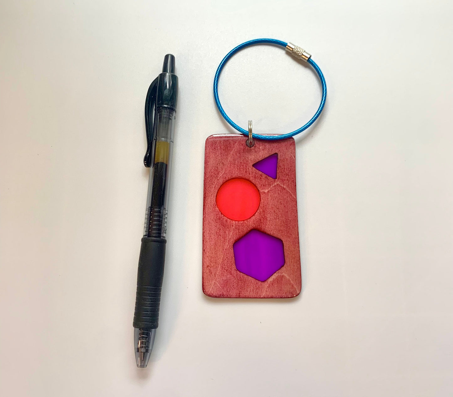 Shapes Wood & Resin Keychain - Rosewood Purple