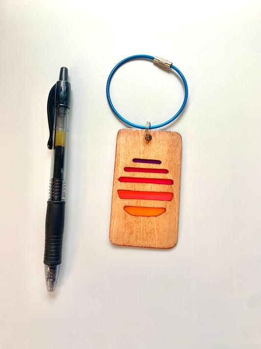 Sun Wood & Resin Keychain - Teak Sunset
