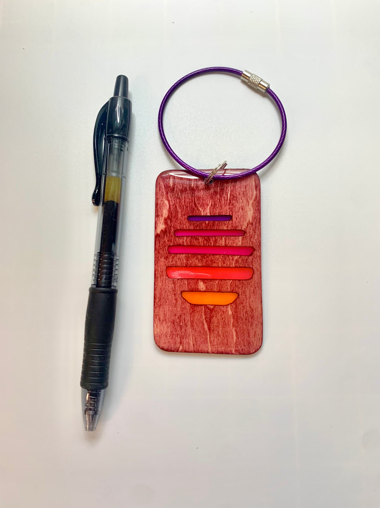 Sun Wood & Resin Keychain - Rosewood Sunset