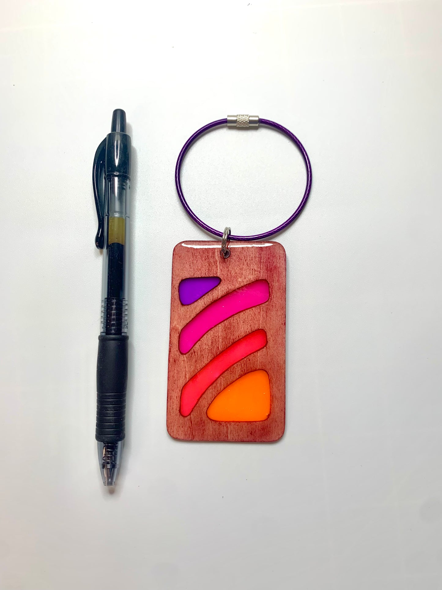 Sunset Vibe Wood & Resin Keychain - Rosewood Sunset