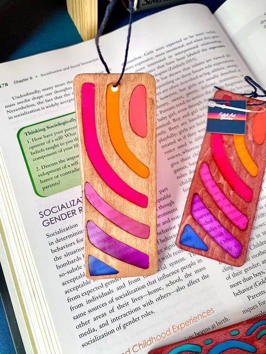Sunset Vibe Wood & Resin Bookmark - Teak