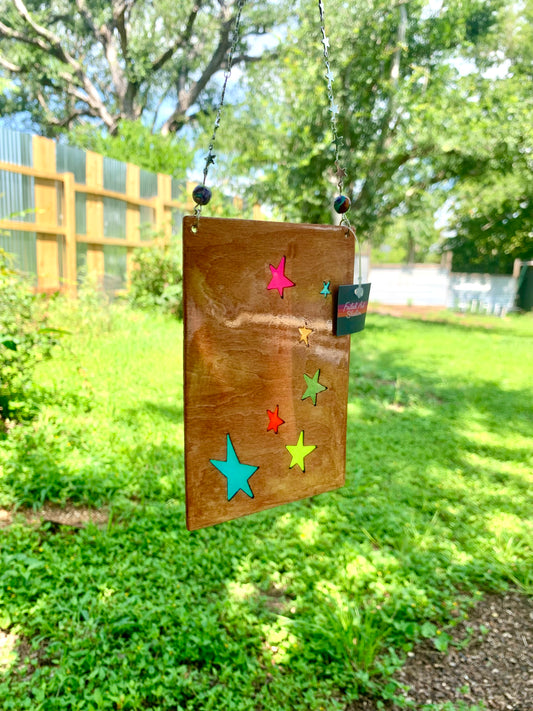 Stars Wood & Resin Sun Catcher - Teak