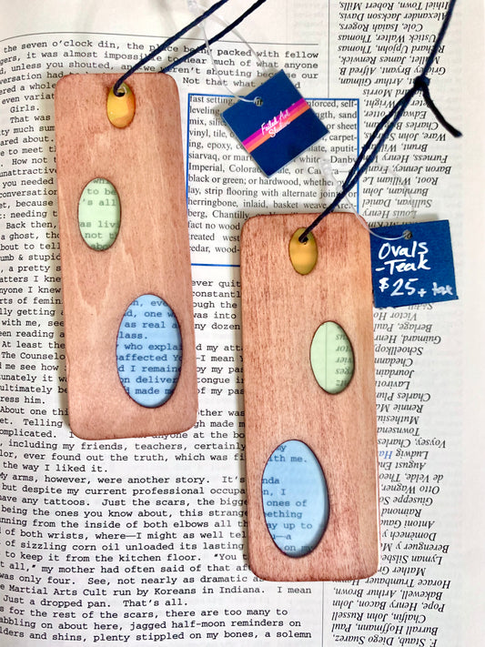Ovals Wood & Resin Bookmark - Teak
