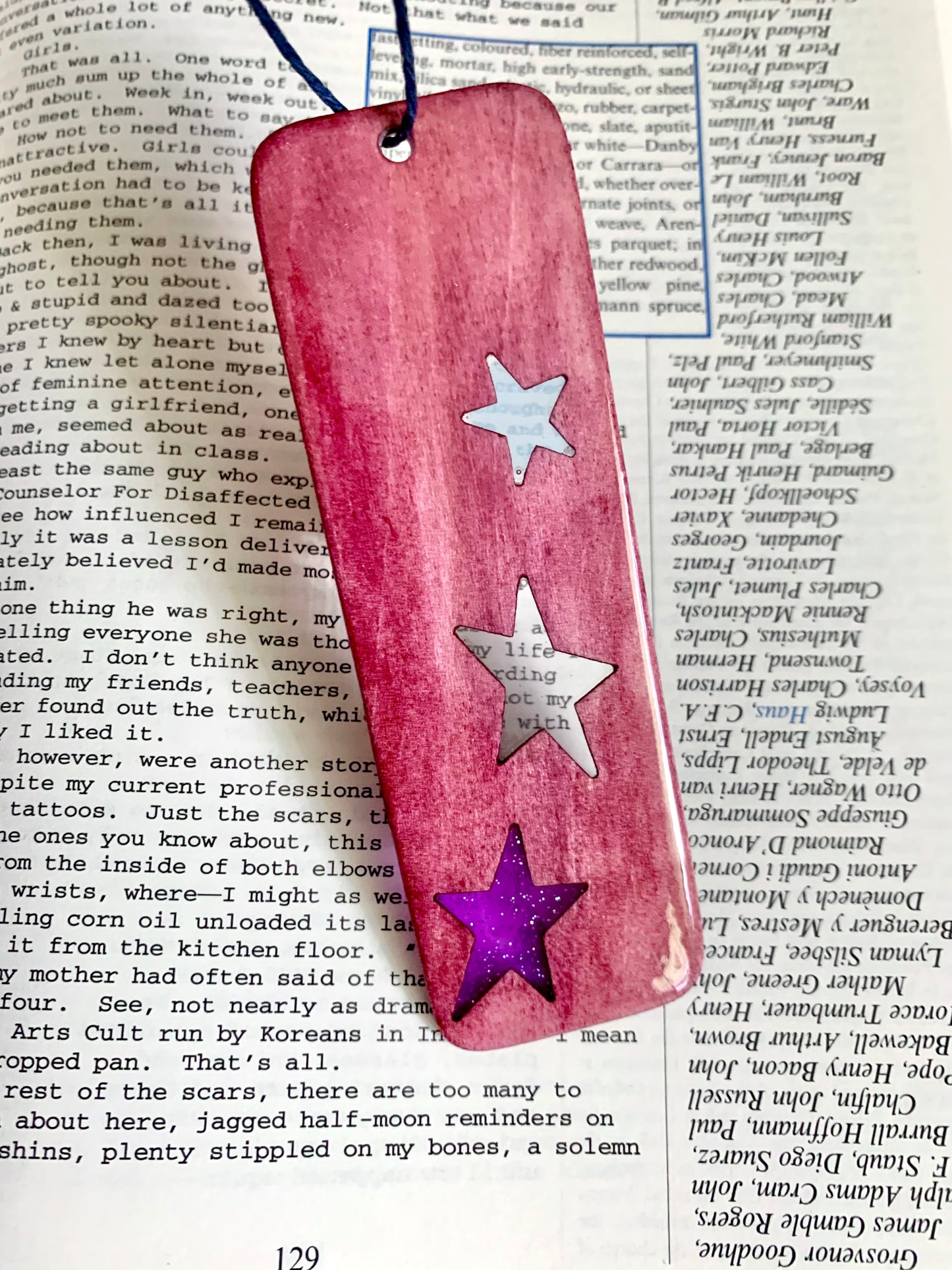 Stars Wood & Resin Bookmark - Rosewood