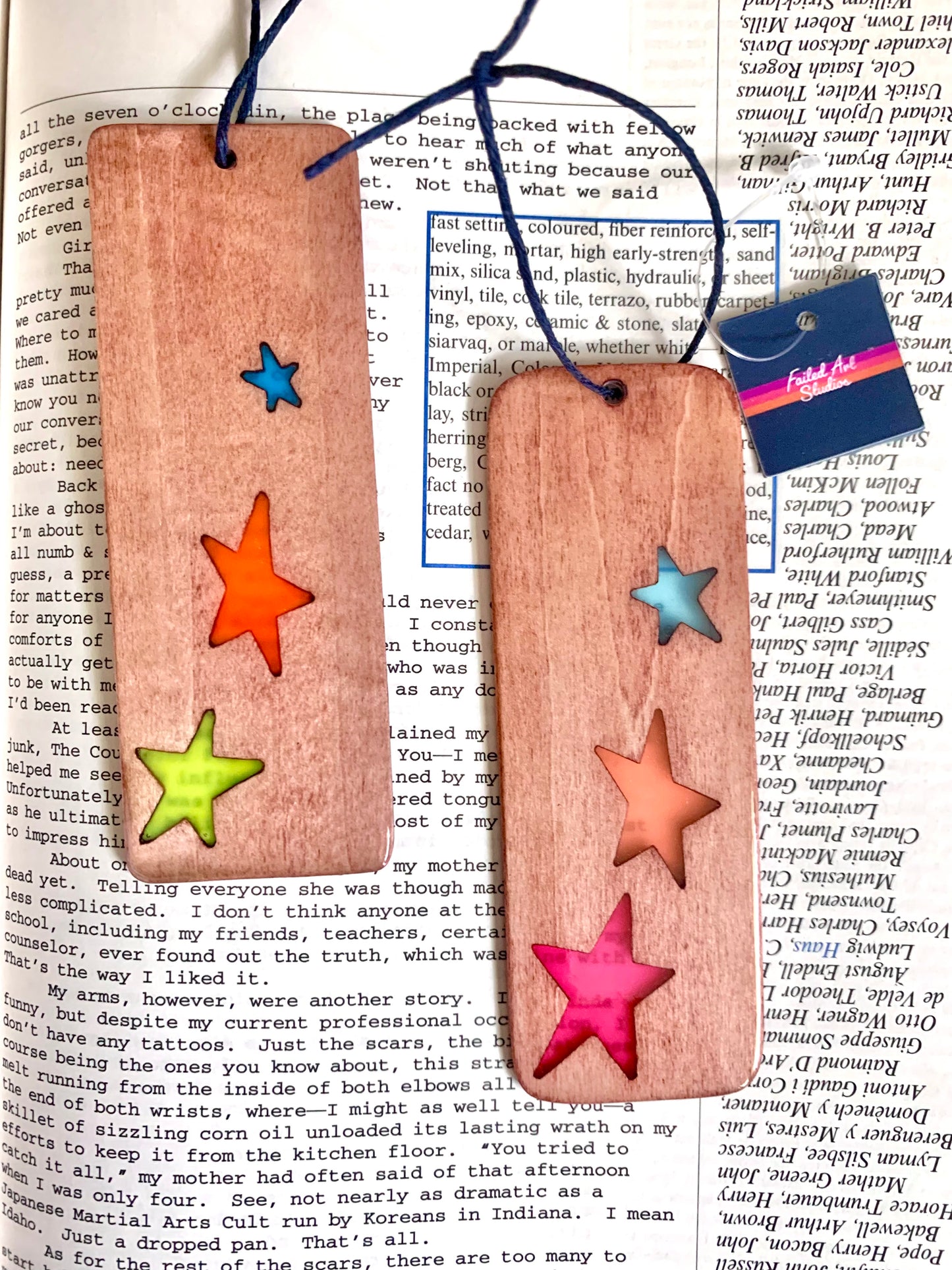 Stars Wood & Resin Bookmark - Teak