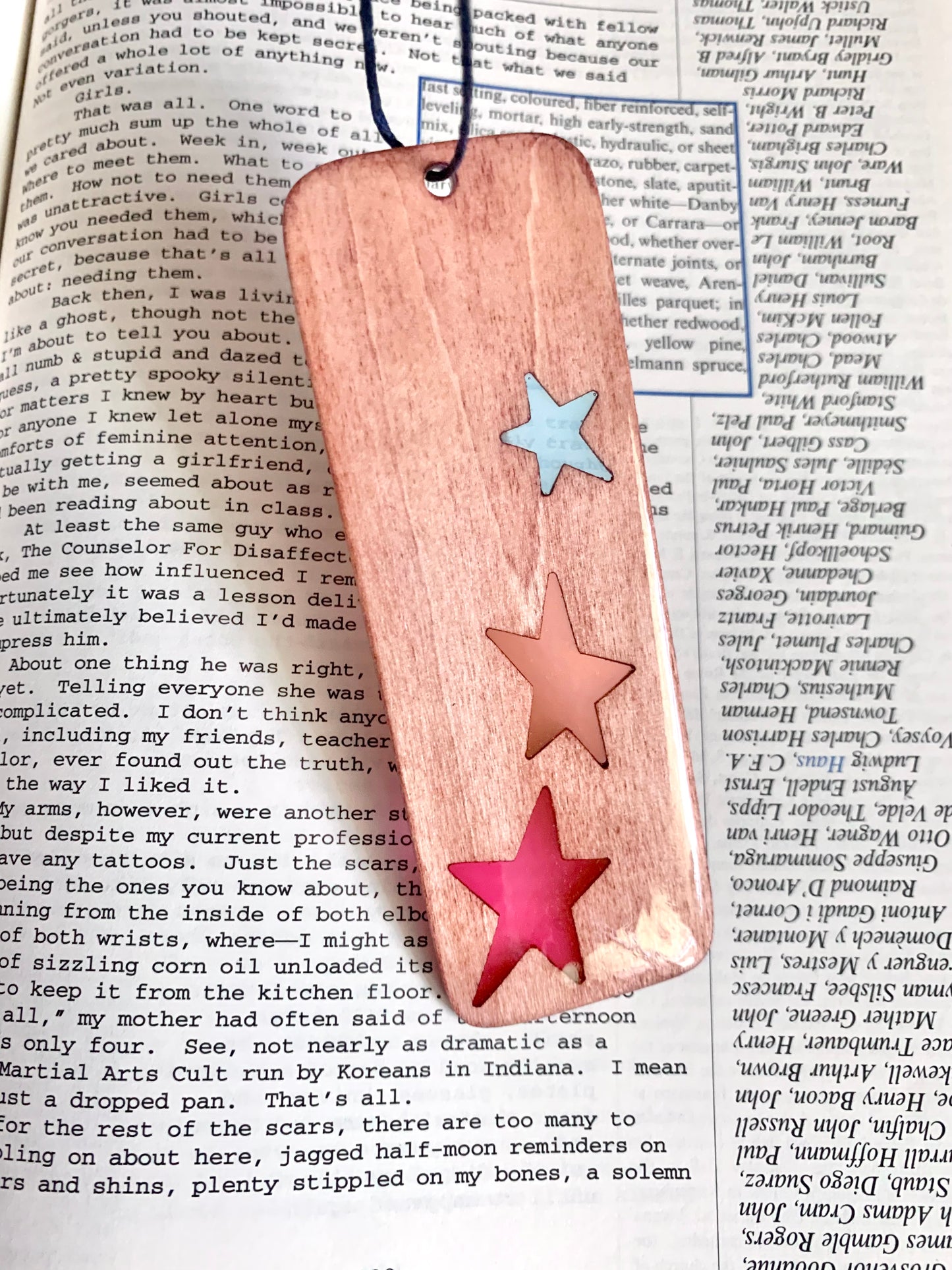 Stars Wood & Resin Bookmark - Teak