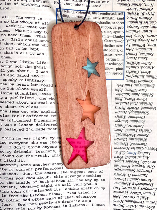 Stars Wood & Resin Bookmark - Teak