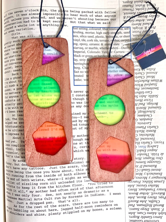 Shapes Wood & Resin Bookmark - Teak Rainbow
