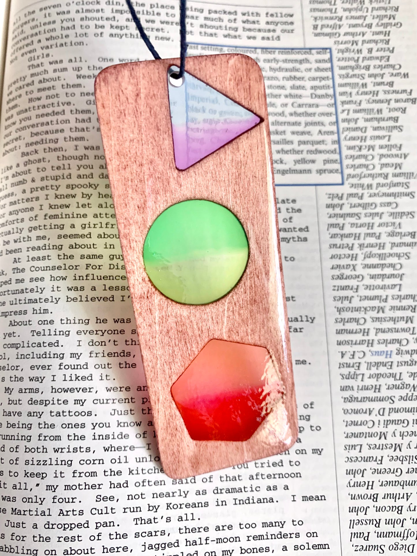 Shapes Wood & Resin Bookmark - Teak Rainbow