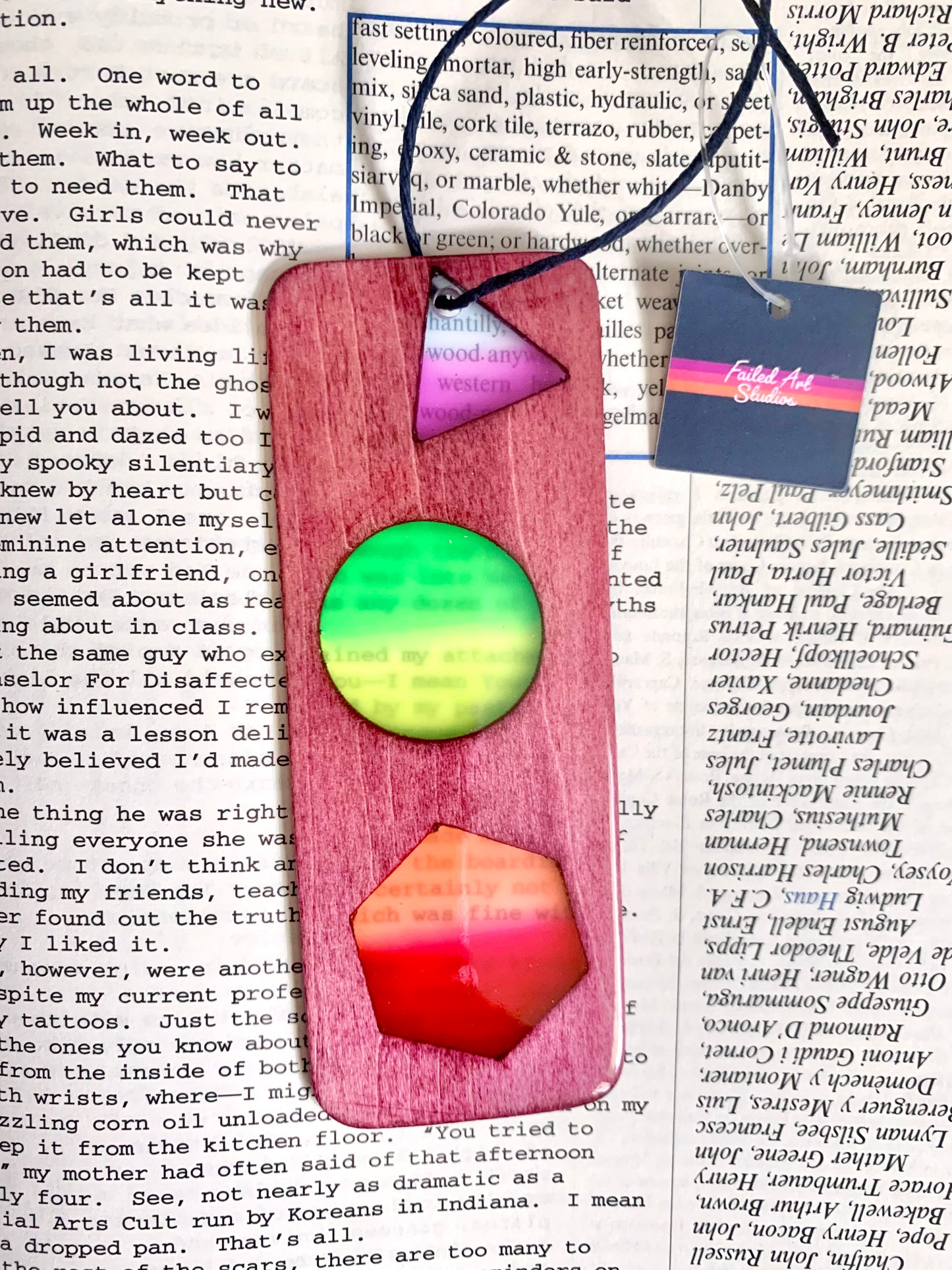 Shapes Wood & Resin Bookmark - Rosewood Rainbow